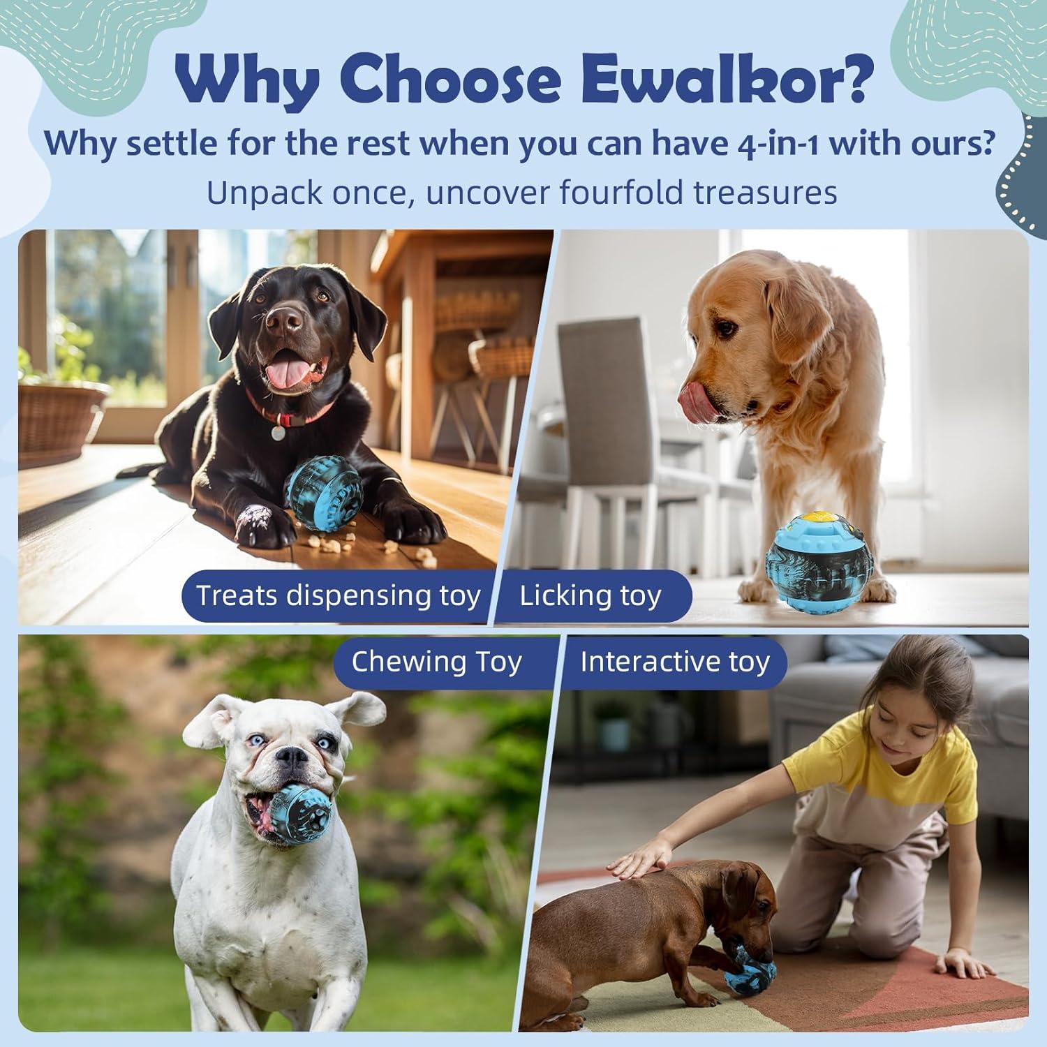 Juguete Interactivo para Perros Ewalkor - 4 en 1, Azul