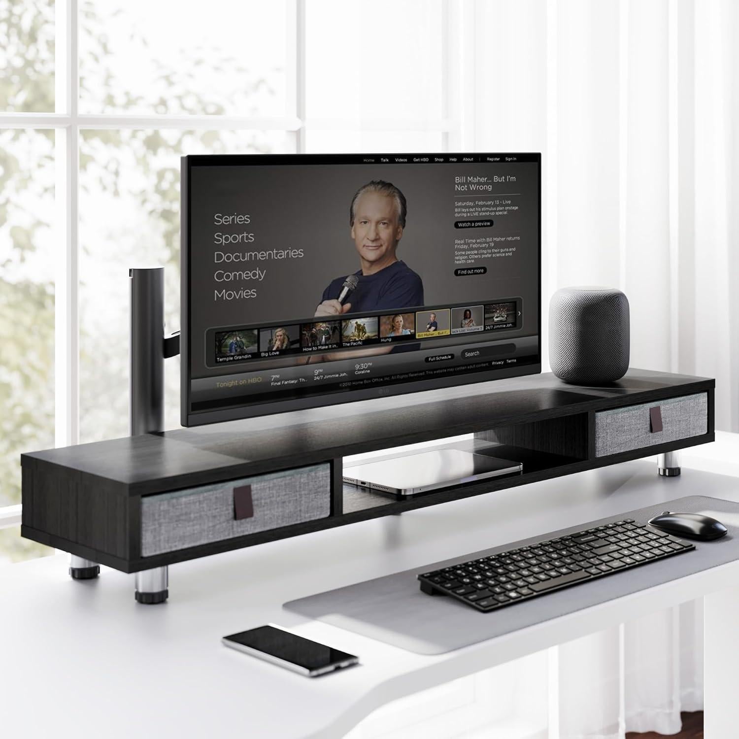 Soporte Doble para Monitor Fenge con Cajones y Altura Ajustable