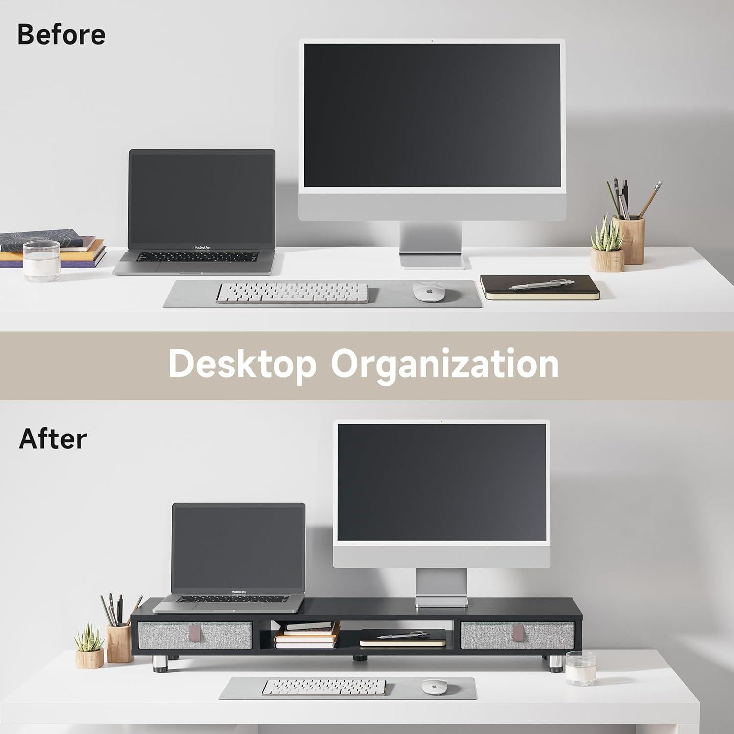 Soporte Doble para Monitor Fenge con Cajones y Altura Ajustable