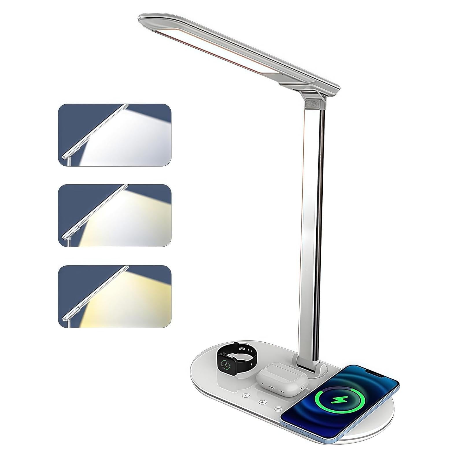 Lámpara de Escritorio LED Reankani con Cargador Inalámbrico 3 Modos