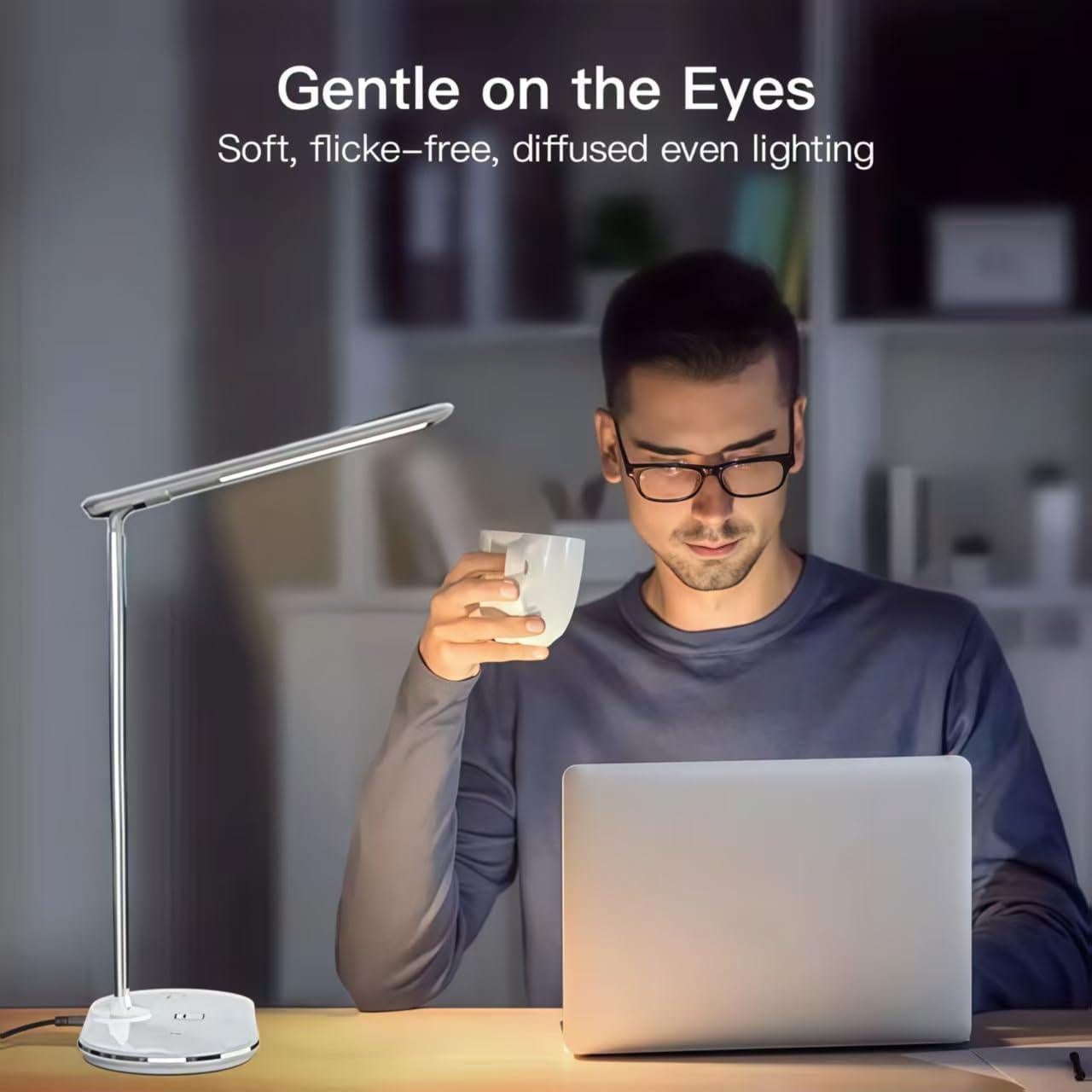 Lámpara de Escritorio LED Reankani con Cargador Inalámbrico 3 Modos