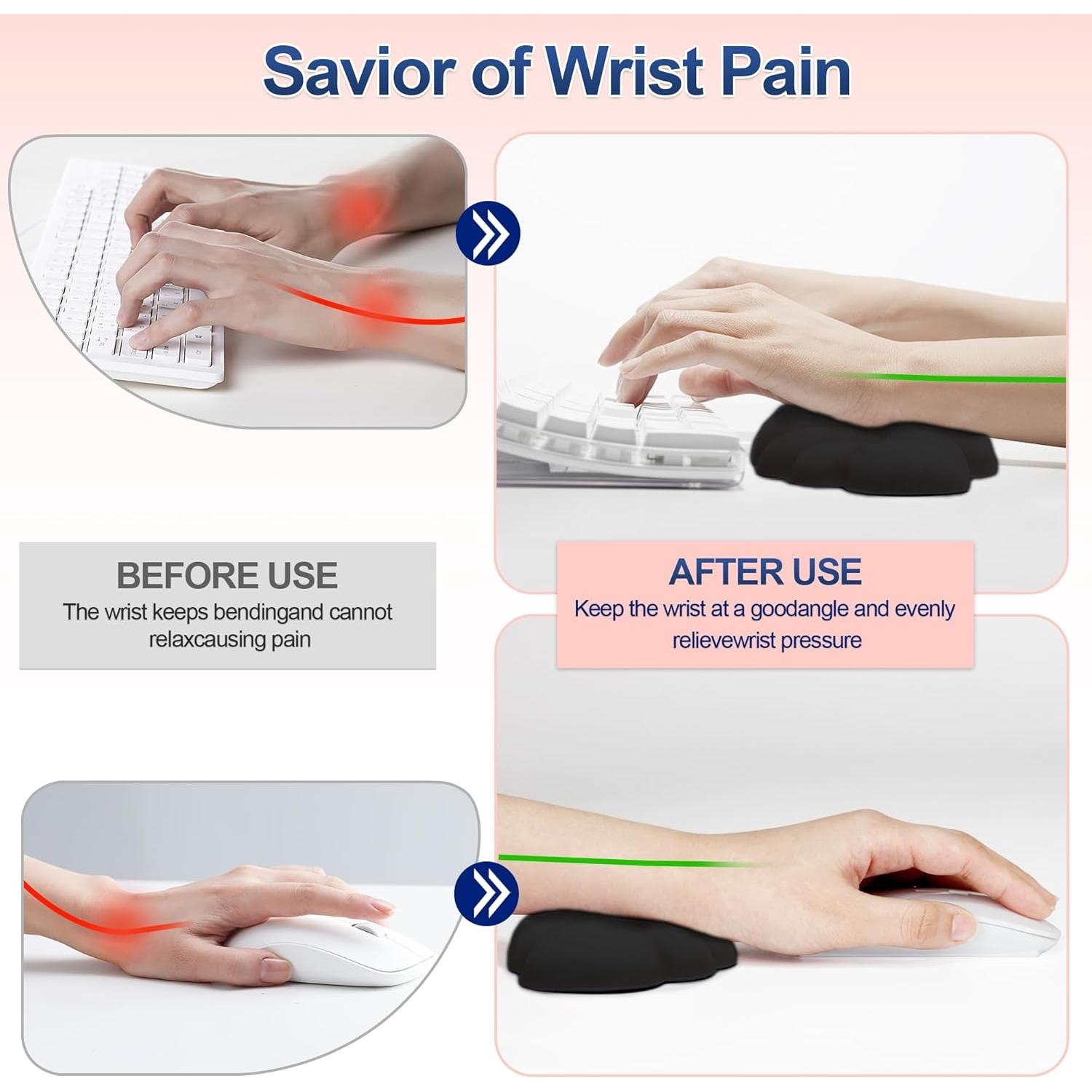 Conjunto de Reposamuñecas Nube Ergonómico LJYZMD Negro