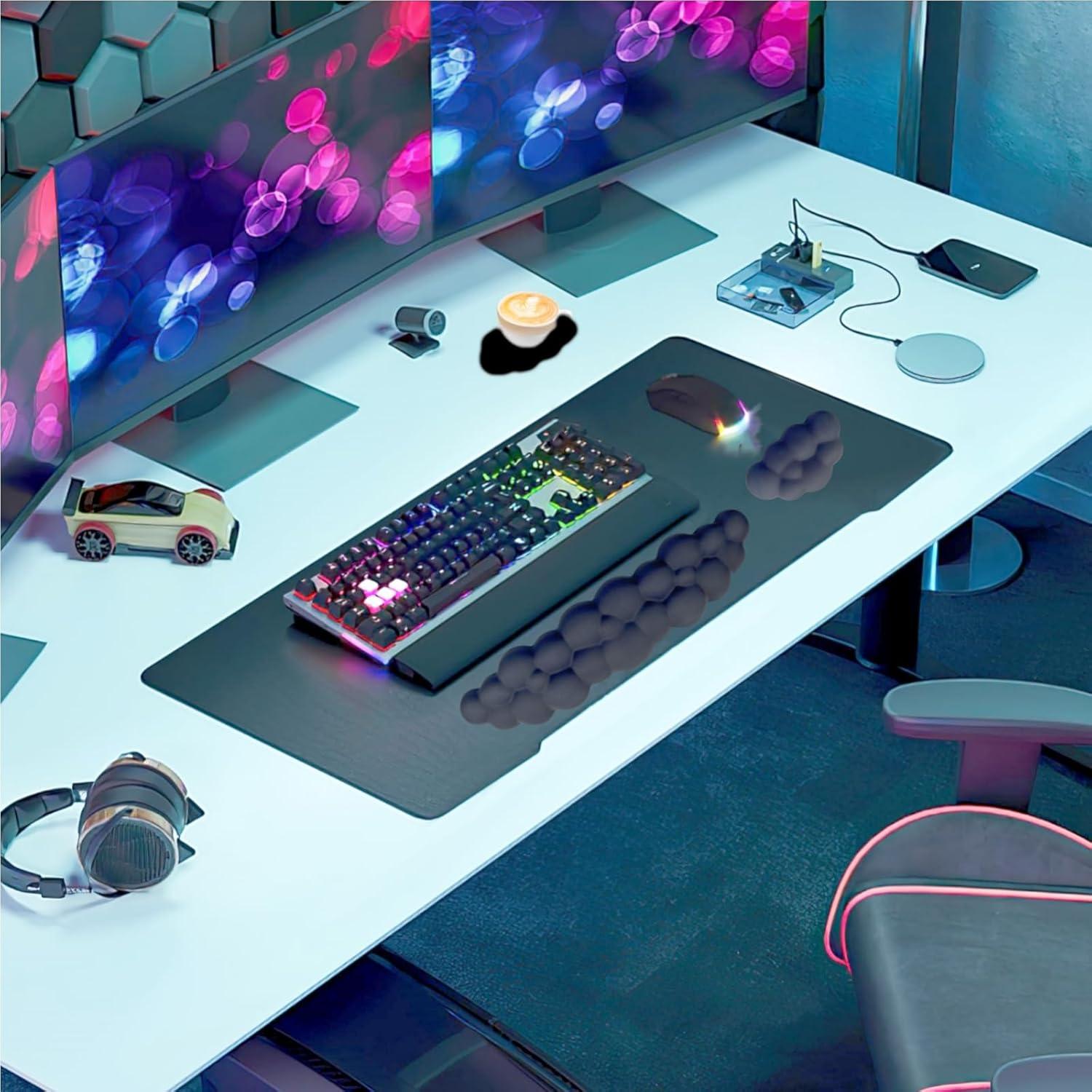 Conjunto de Reposamuñecas Nube Ergonómico LJYZMD Negro