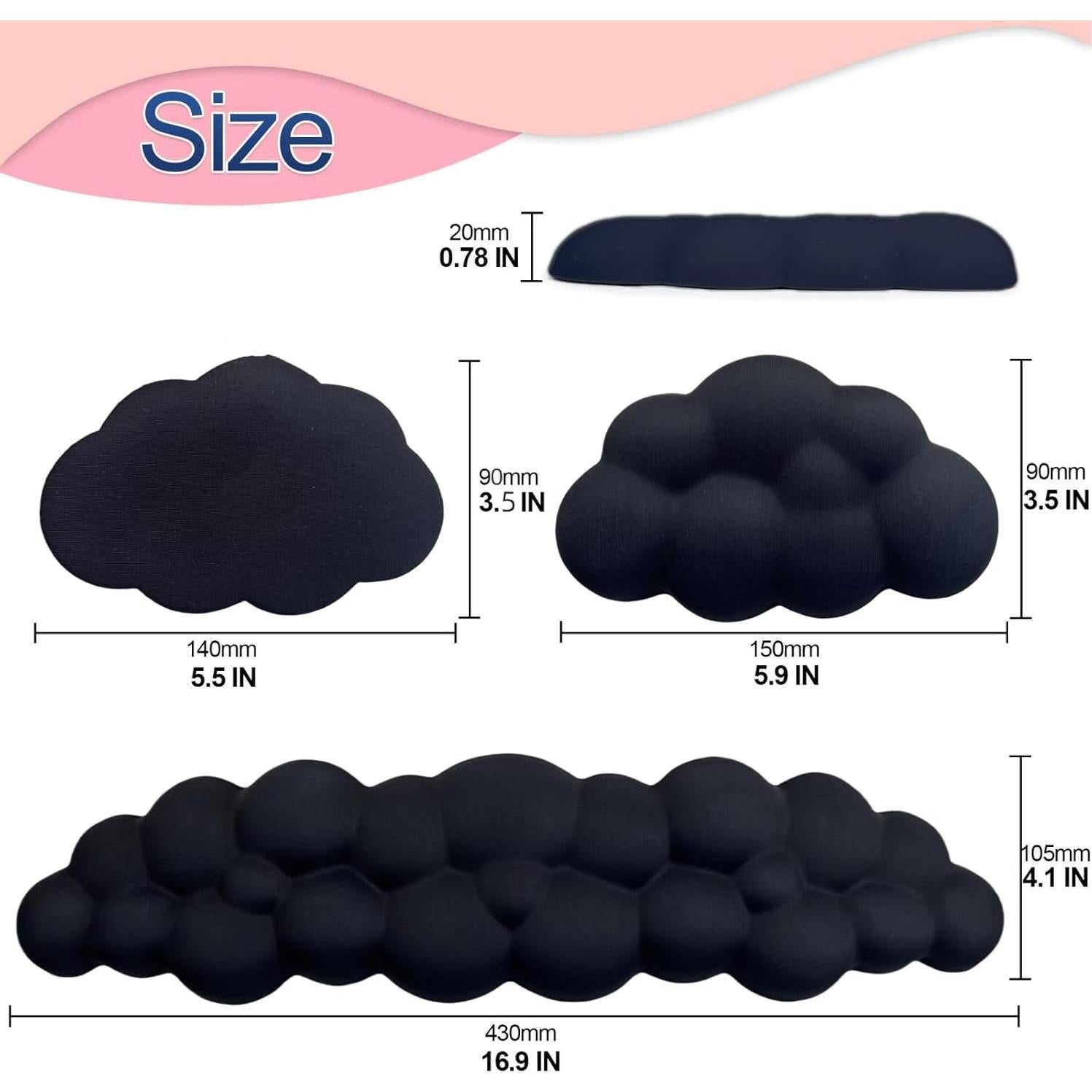 Conjunto de Reposamuñecas Nube Ergonómico LJYZMD Negro