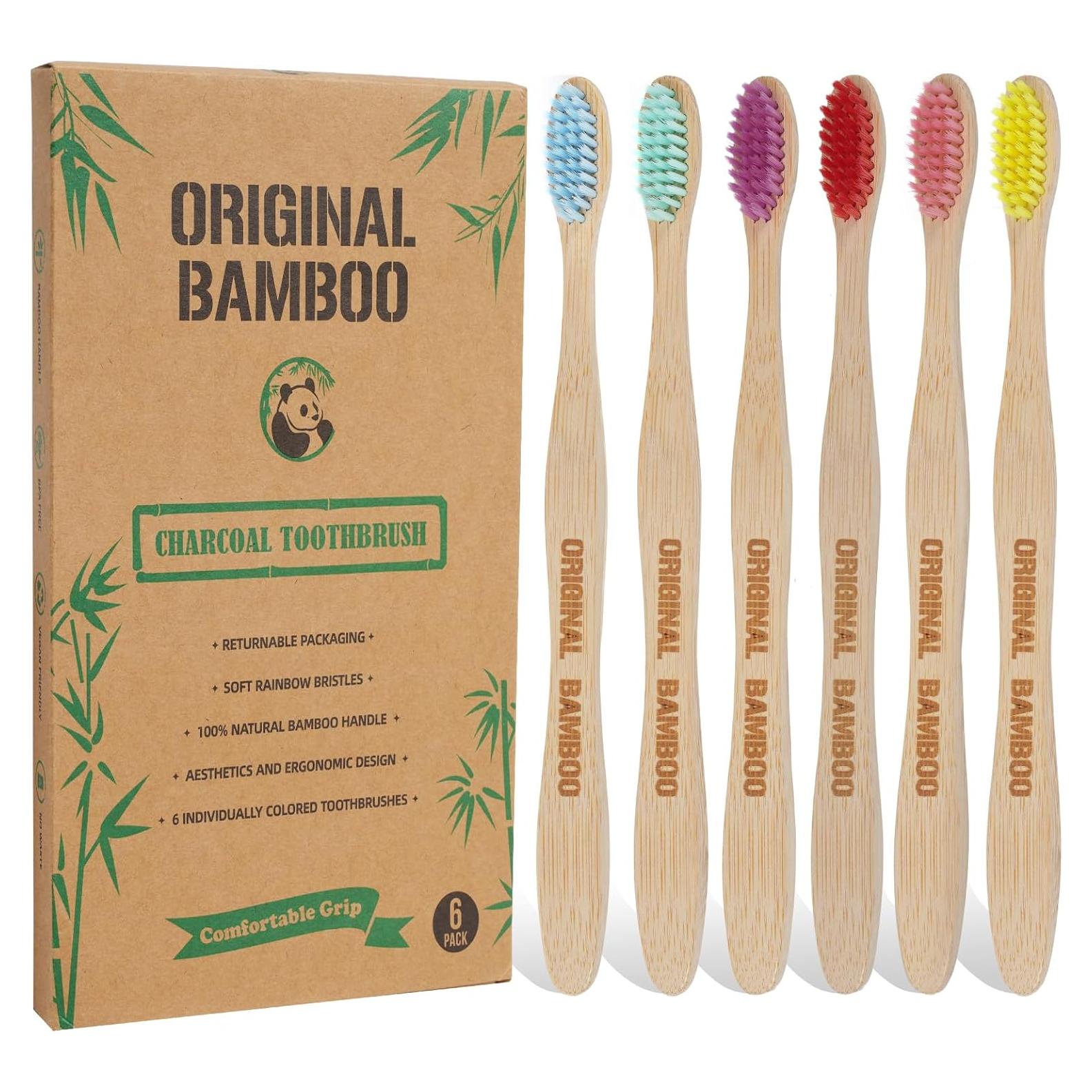 Cepillos de Dientes Ecológicos de Bambú Qianshan - Pack de 6