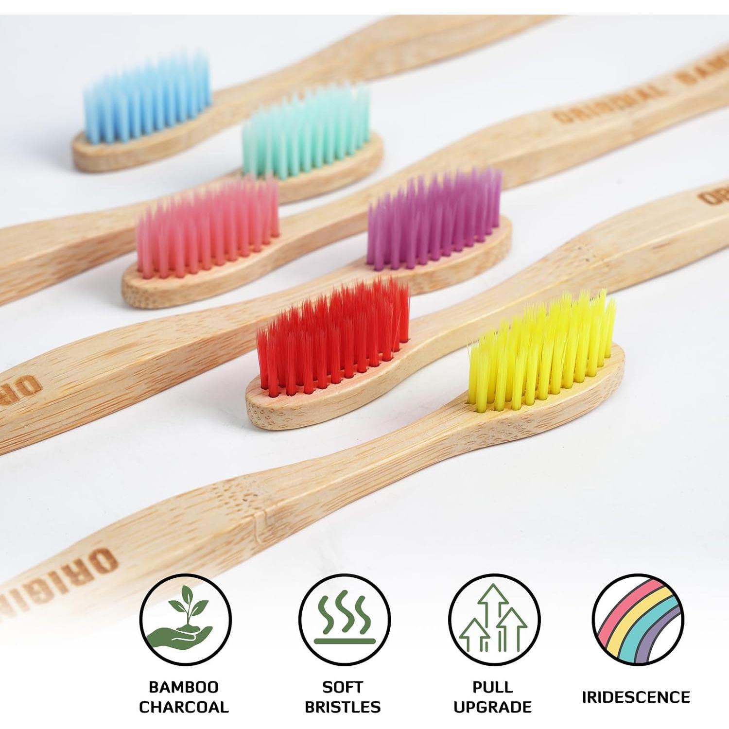 Cepillos de Dientes Ecológicos de Bambú Qianshan - Pack de 6