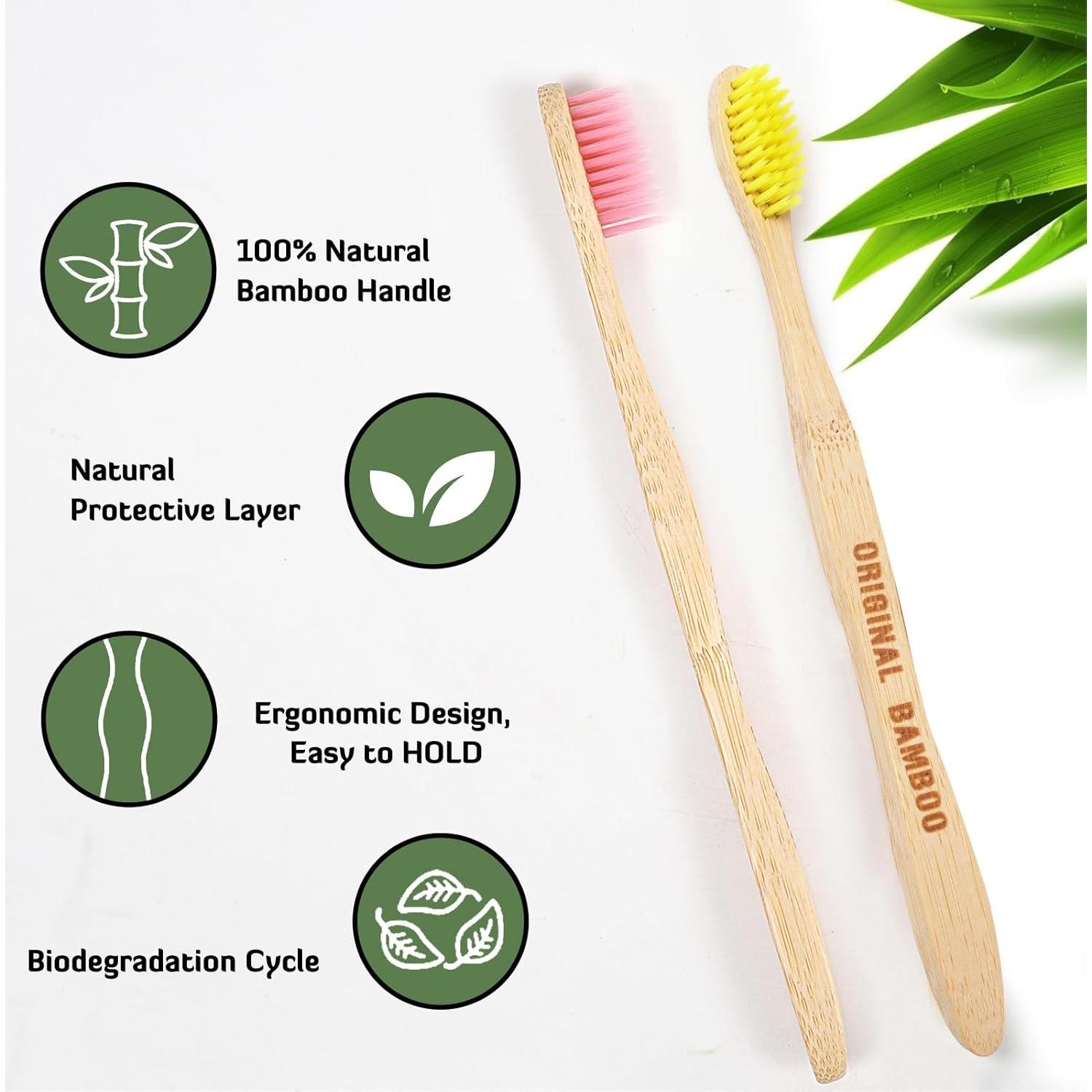 Cepillos de Dientes Ecológicos de Bambú Qianshan - Pack de 6