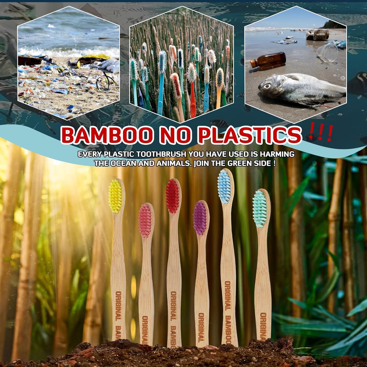 Cepillos de Dientes Ecológicos de Bambú Qianshan - Pack de 6