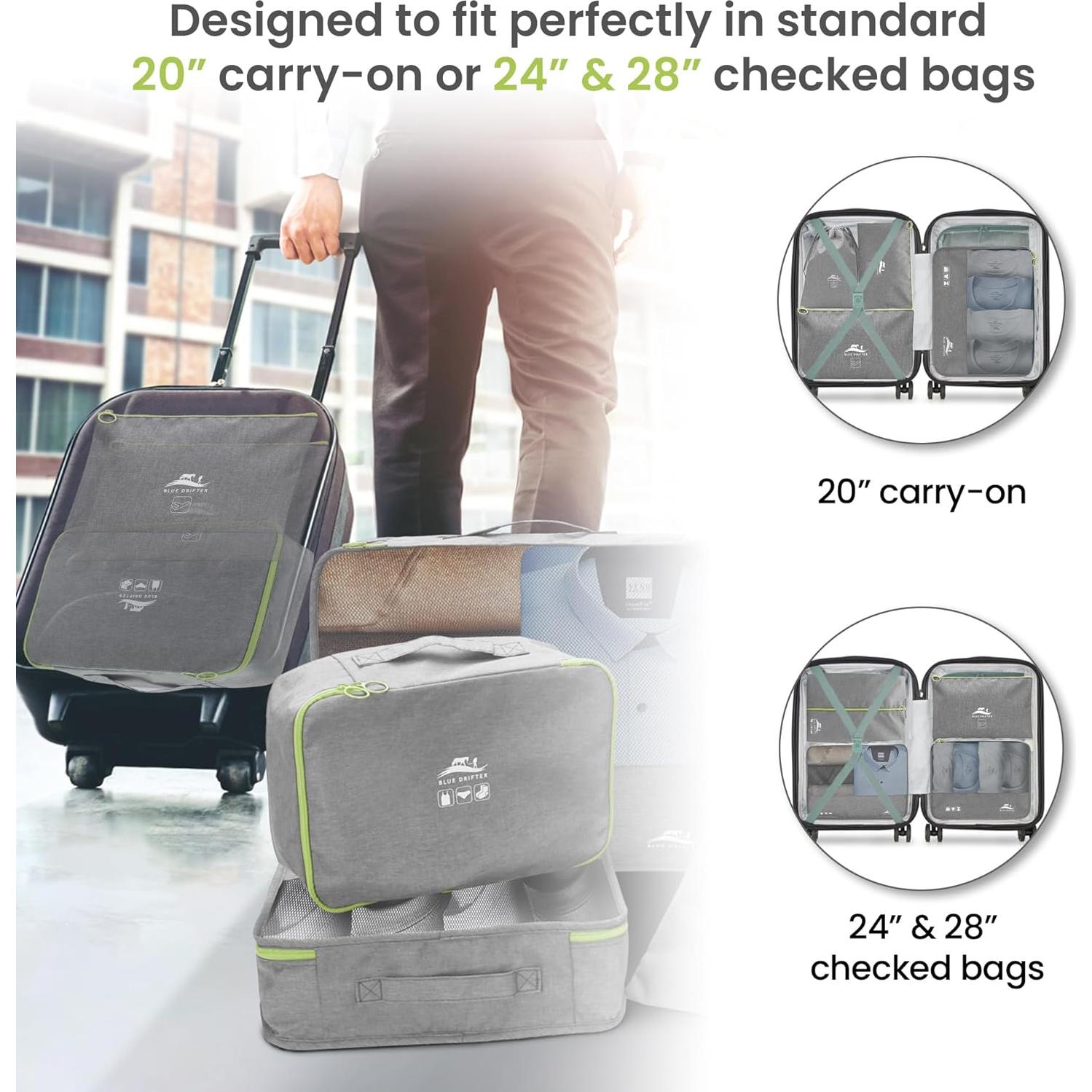 7 Cubos de Empaque Blue Drifter para Maletas - Gris Ceniza