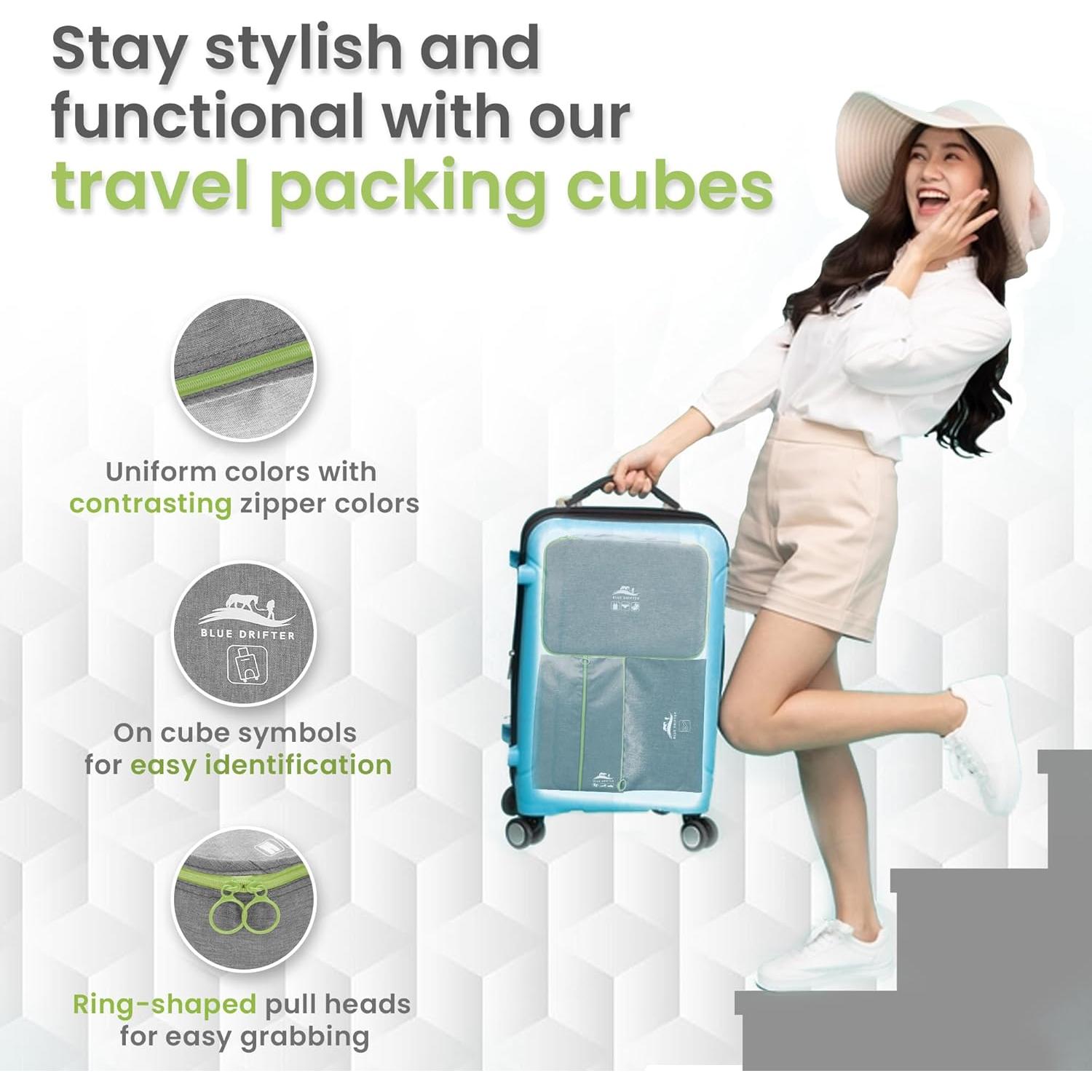 7 Cubos de Empaque Blue Drifter para Maletas - Gris Ceniza