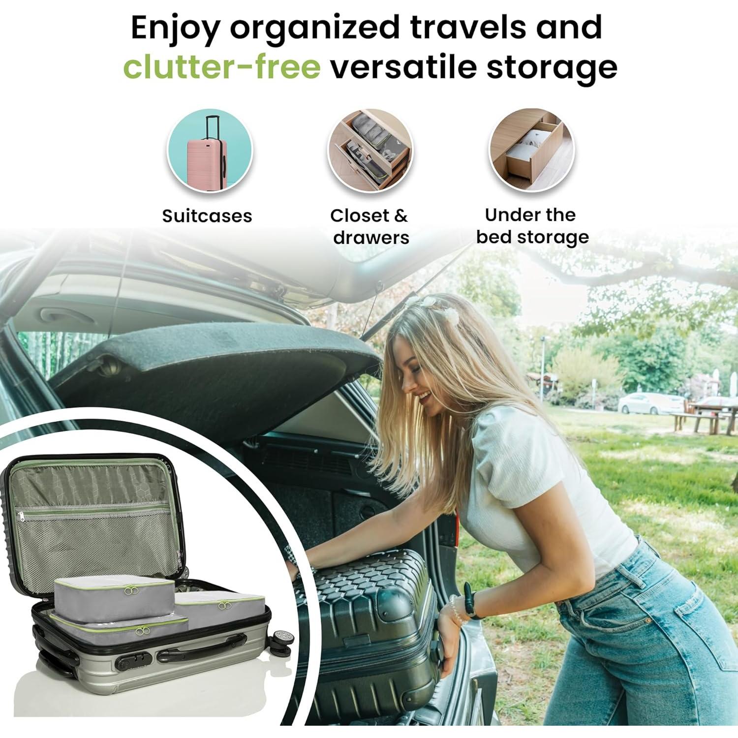 7 Cubos de Empaque Blue Drifter para Maletas - Gris Ceniza