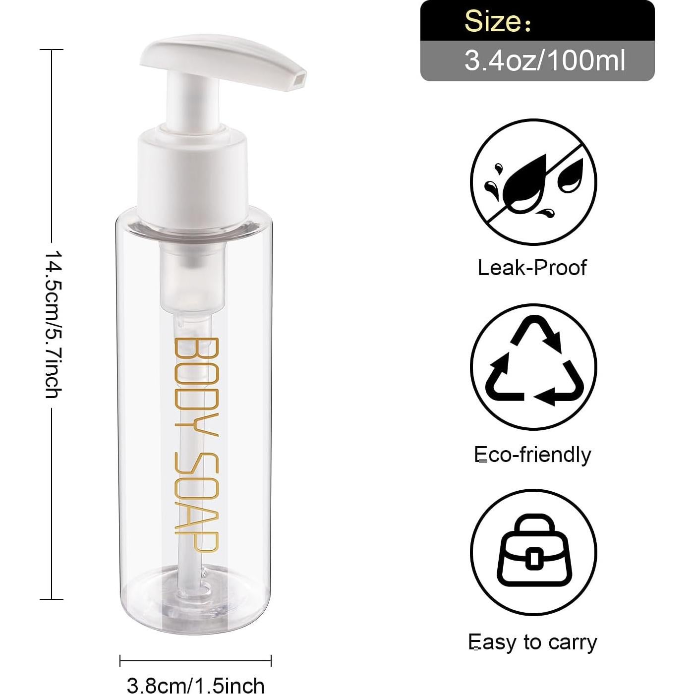 Botellas de Viaje Hethyo 100ml 4 Piezas Recargables Transparentes