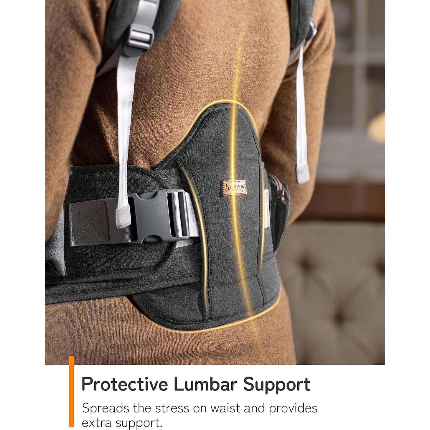 Portabebés Ergonomico Besrey Asiento de Cadera Negro 3.2-20.4kg