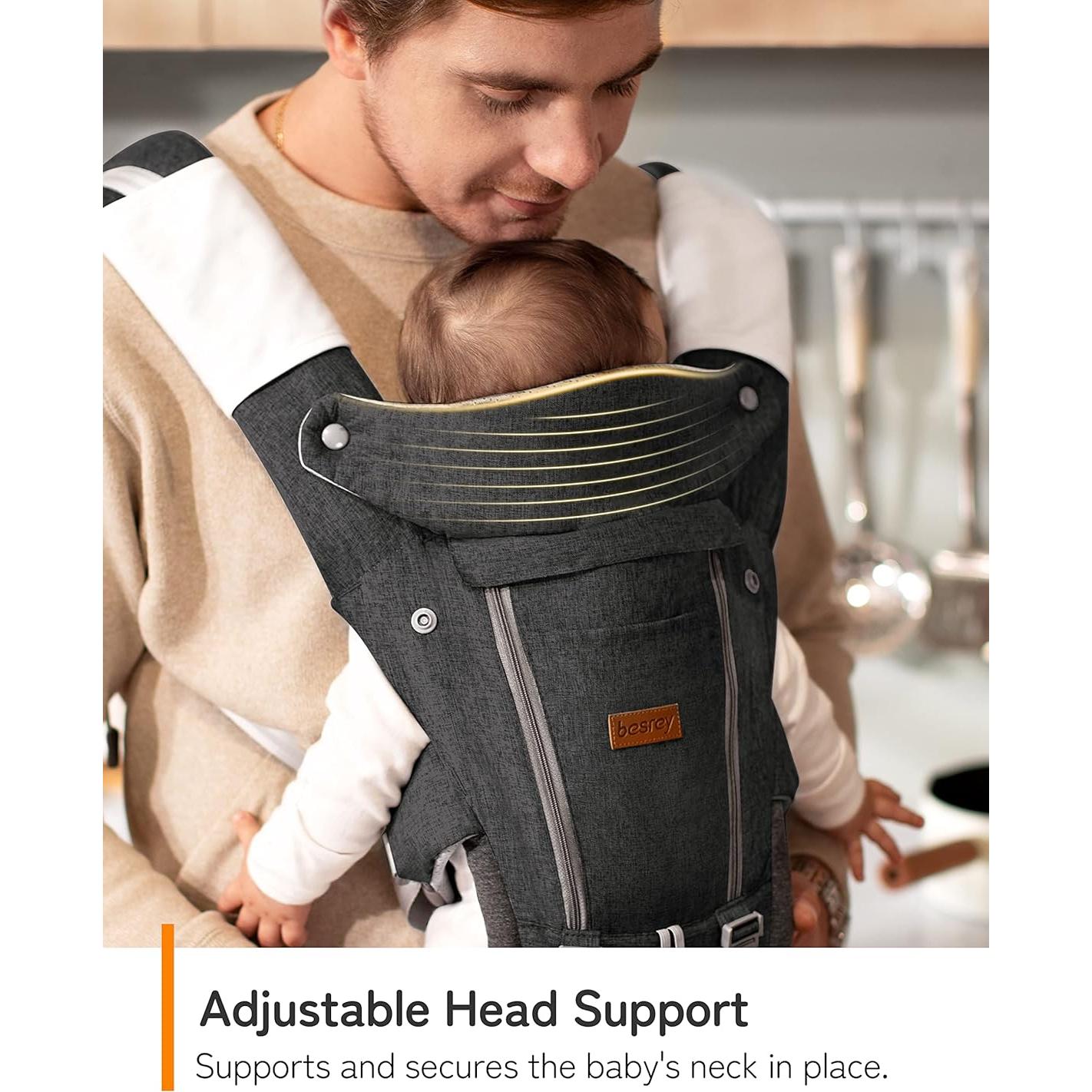 Portabebés Ergonomico Besrey Asiento de Cadera Negro 3.2-20.4kg