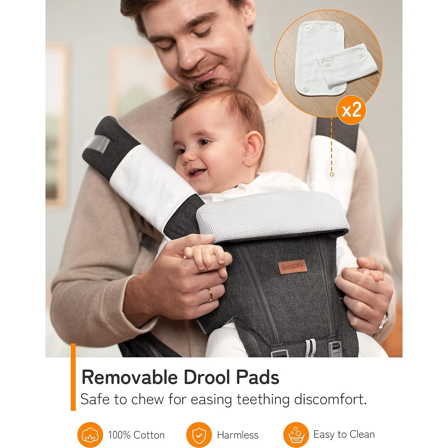 Portabebés Ergonomico Besrey Asiento de Cadera Negro 3.2-20.4kg