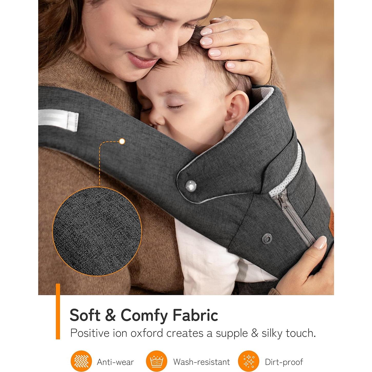 Portabebés Ergonomico Besrey Asiento de Cadera Negro 3.2-20.4kg