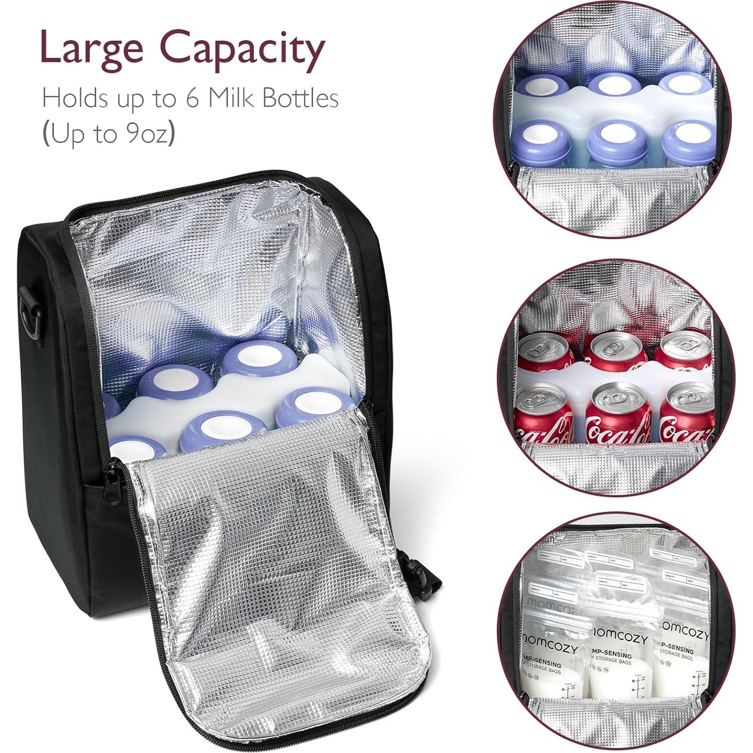 Bolsa de Enfriamiento de Leche Materna Momcozy Negra 6 Biberones