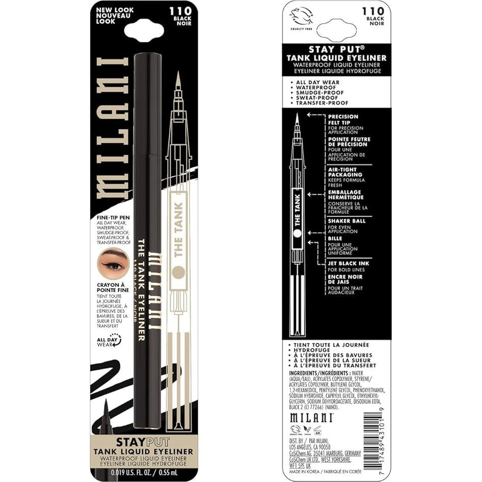 Eyeliner Líquido Milani The Tank Negro Impermeable 12 Horas