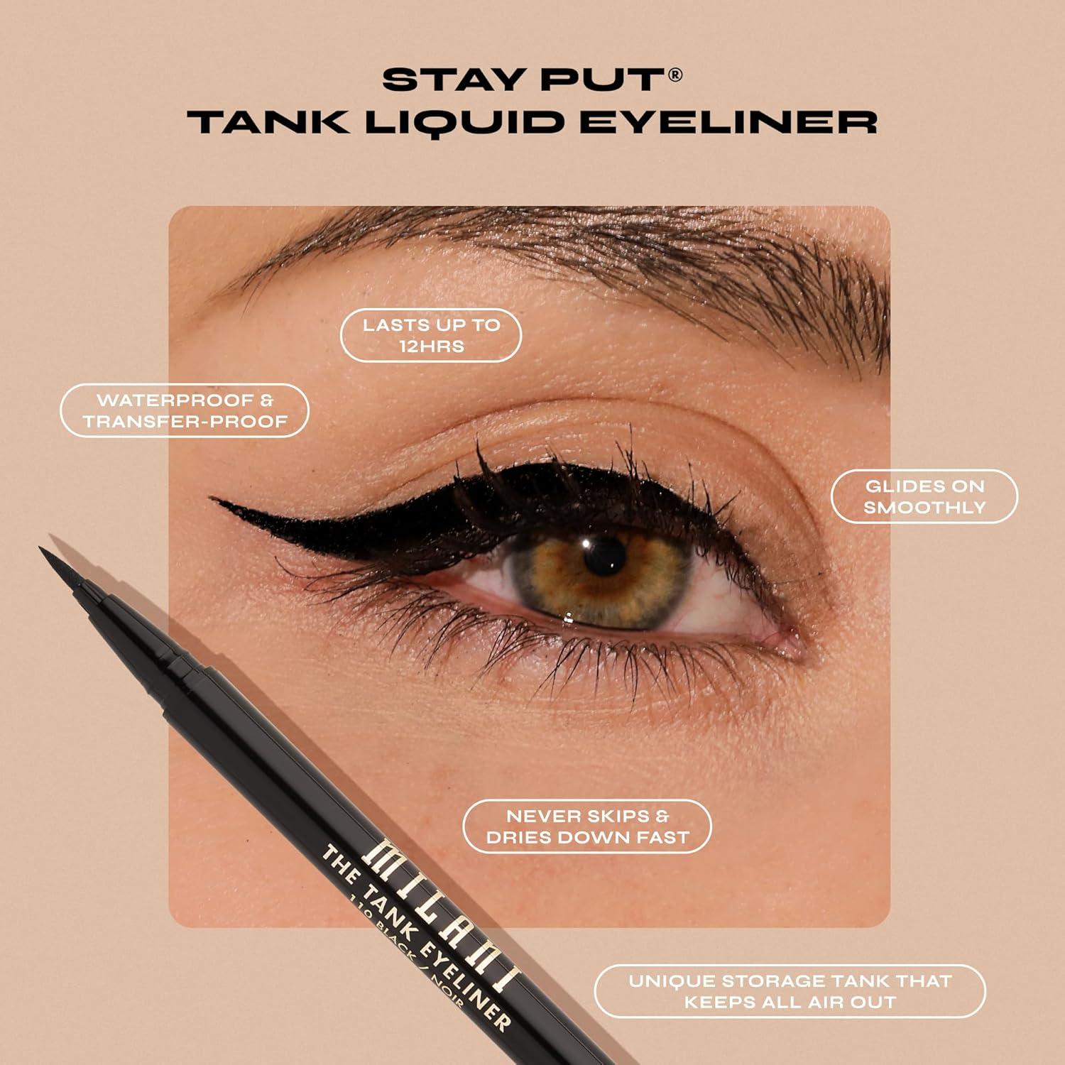 Eyeliner Líquido Milani The Tank Negro Impermeable 12 Horas