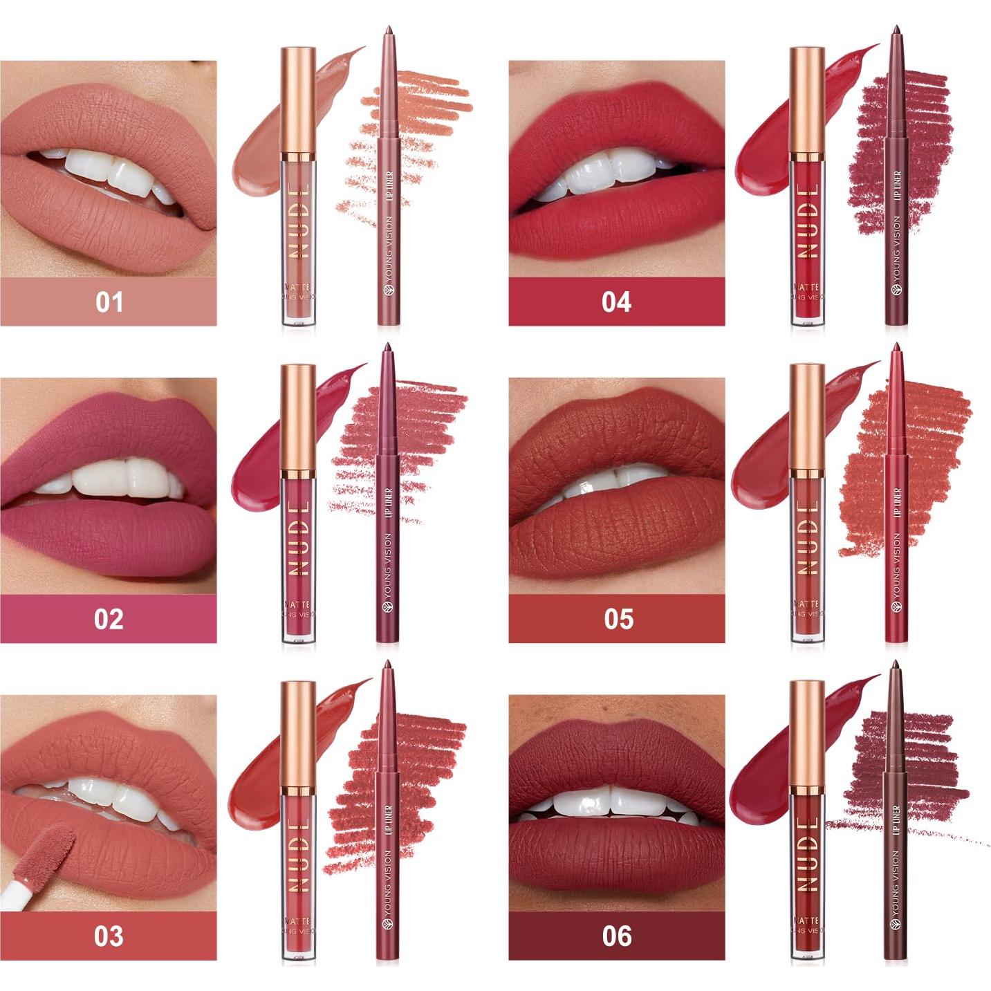 Pintalabios Mate Joven Visión 6 Colores + Lápiz Labial