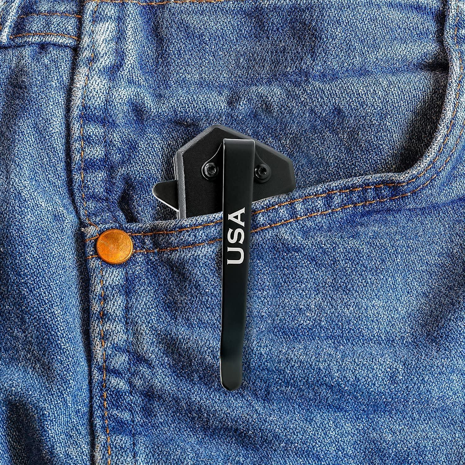 Cuchillo Táctico Plegable Negro Tienda de Regalos Militares - Hoja 8.89 cm Acero Inoxidable con Bandera Americana