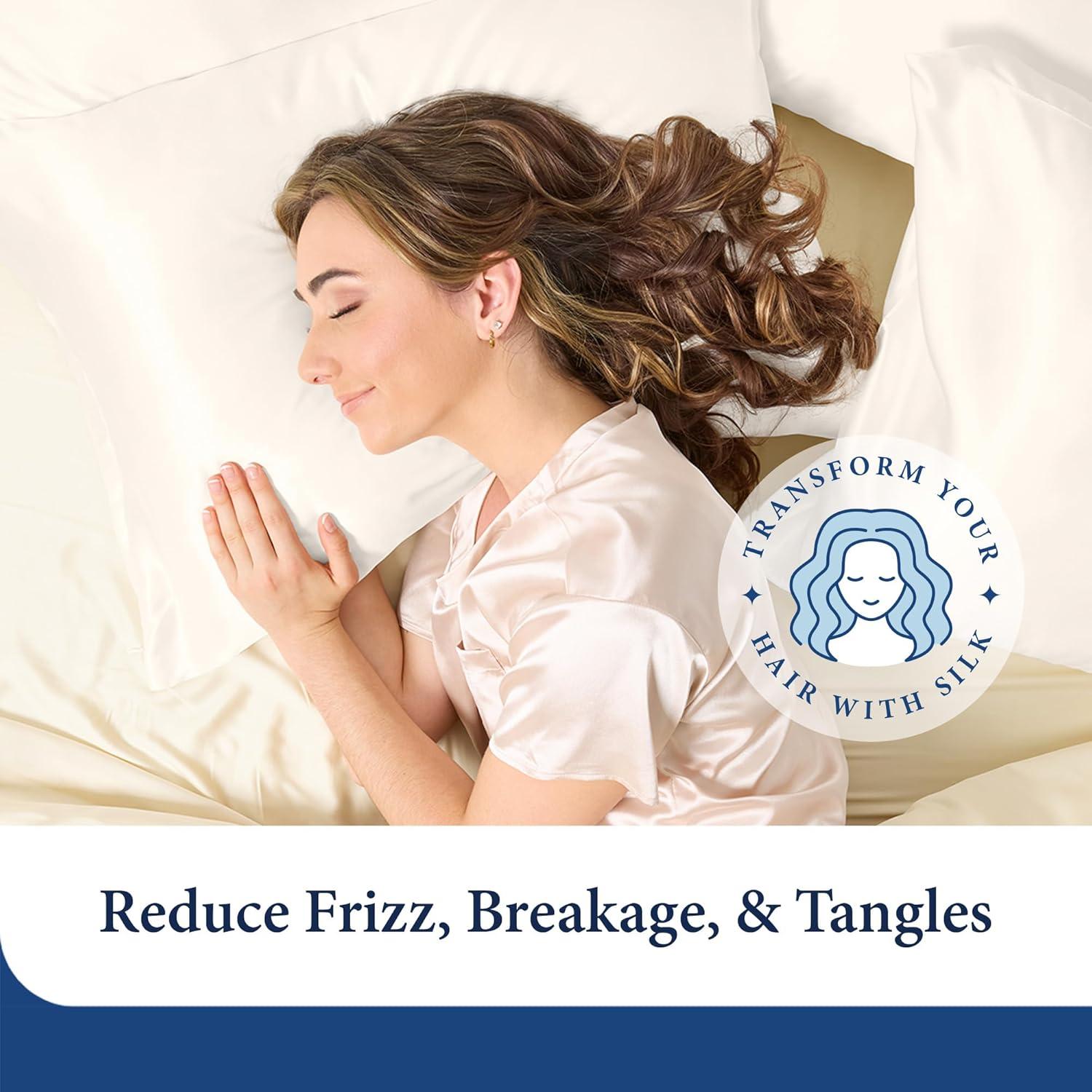 Funda de Almohada 100% Seda Cosy House Reina Azul Ceniza