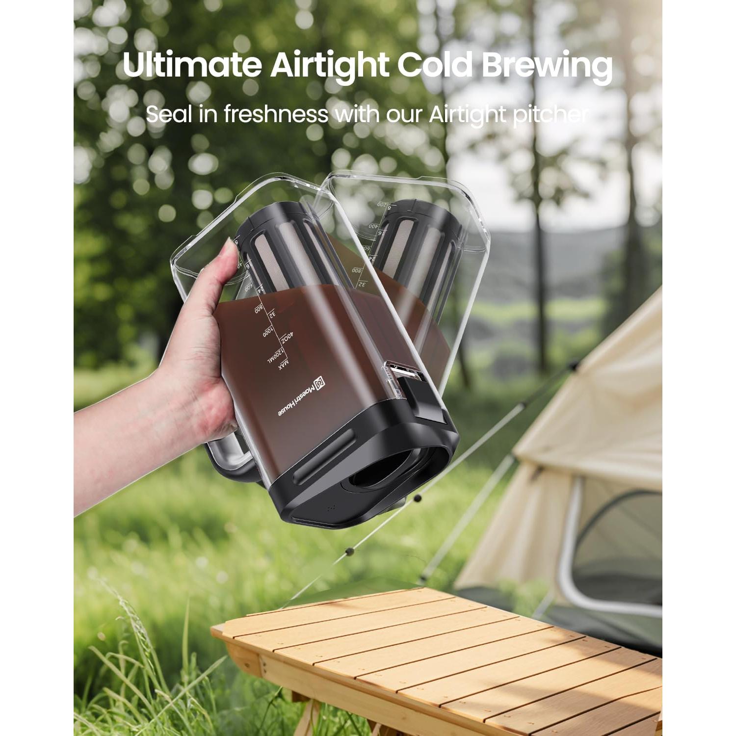 Cafetera Cold Brew Maestri House 40oz Negra con Filtro 350 mallas