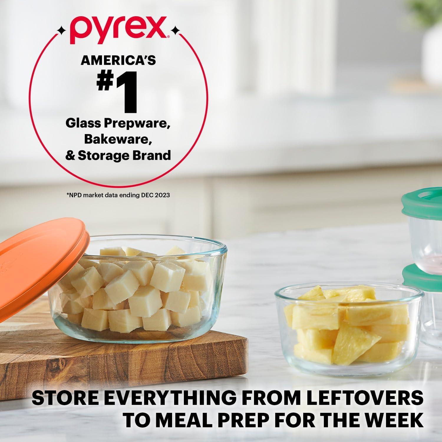 Conjunto de 8 Contenedores de Vidrio Pyrex 1 y 2 Tazas