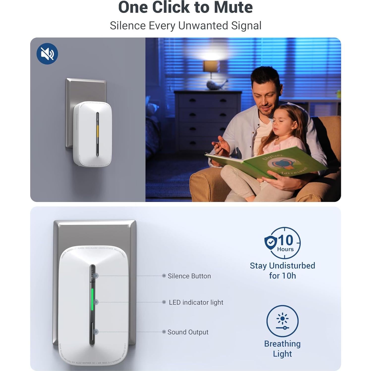 Detector de Monóxido de Carbono Ecoey FJ146A Enchufable con Batería