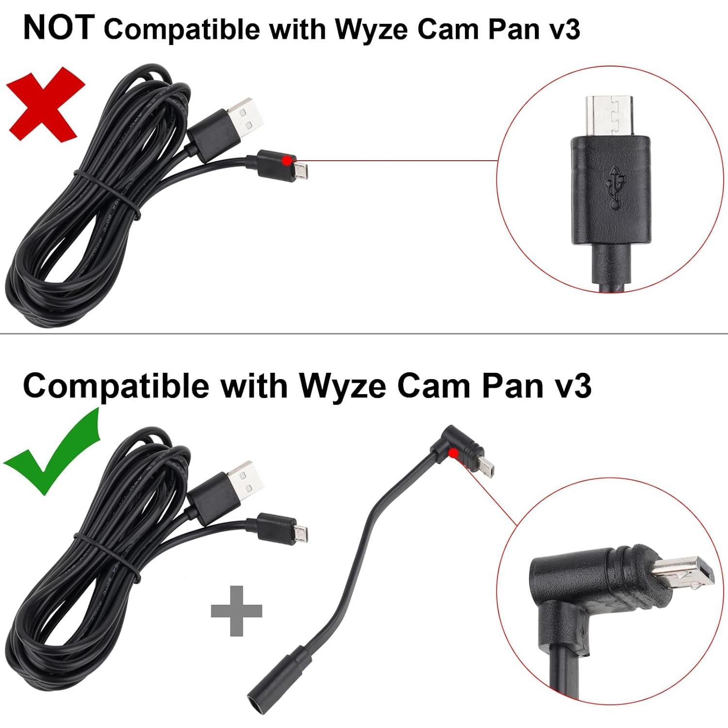 Cable Extensión Micro USB en L Uogw 2 Pack para Wyze Cam