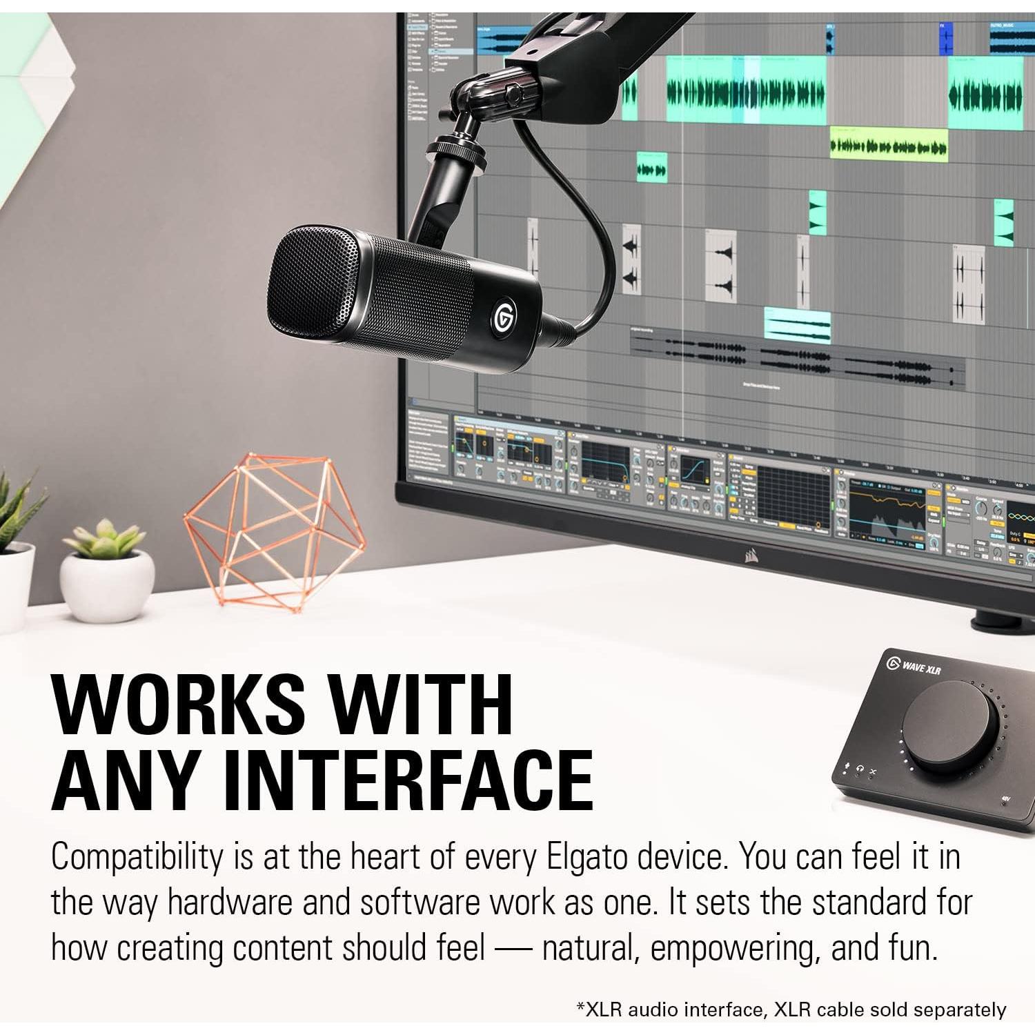 Micrófono XLR Elgato Wave DX, Optimizado para Voz, 0.99 kg