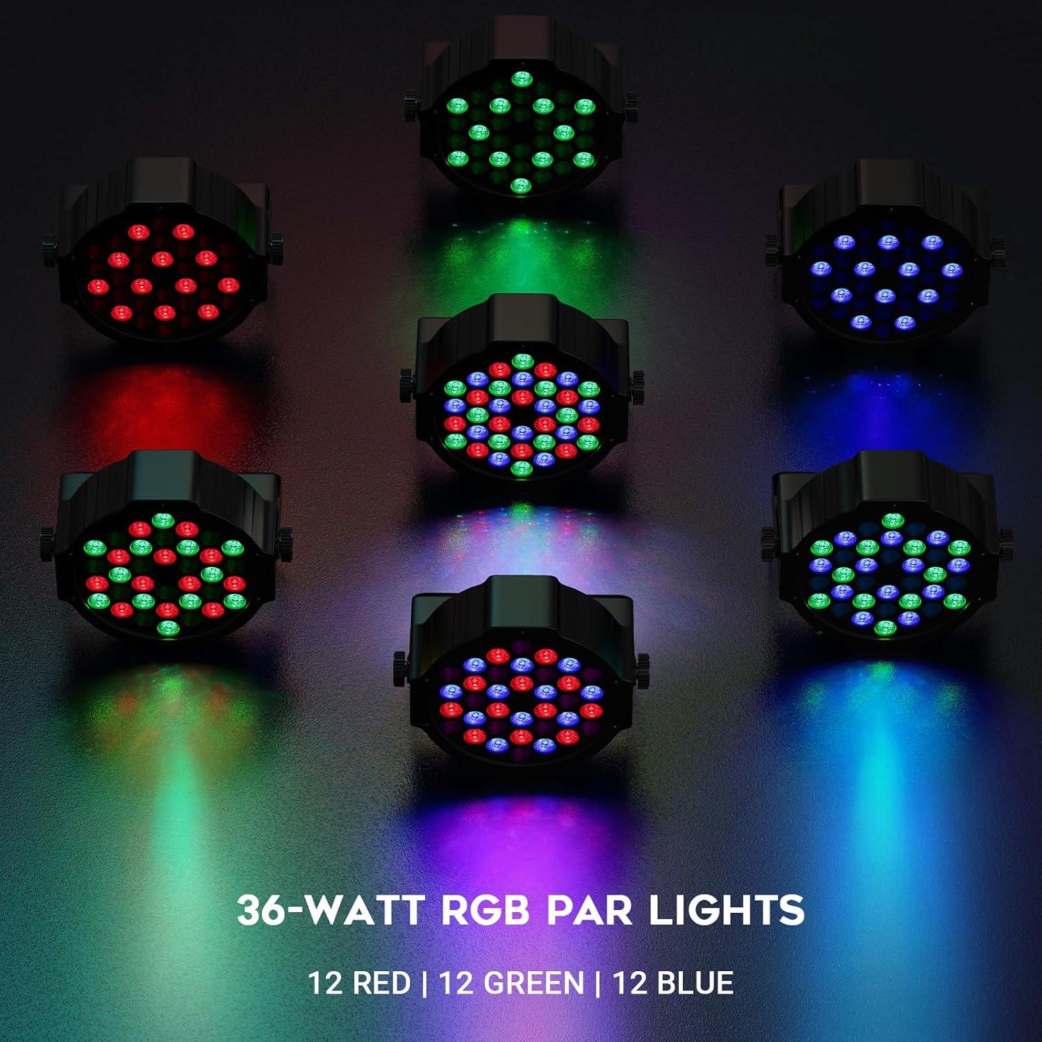 Luces Par LED 4 Pack LaluceNatz 36W RGB Control Remoto