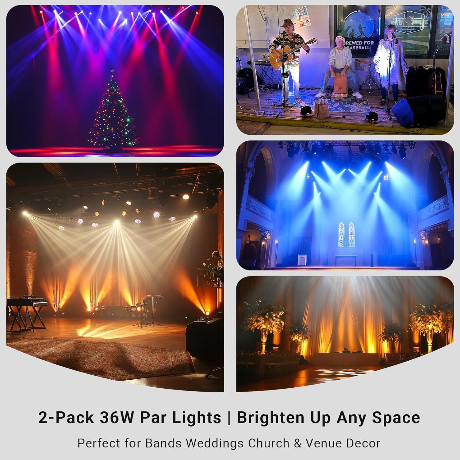 Luces Par LED 4 Pack LaluceNatz 36W RGB Control Remoto