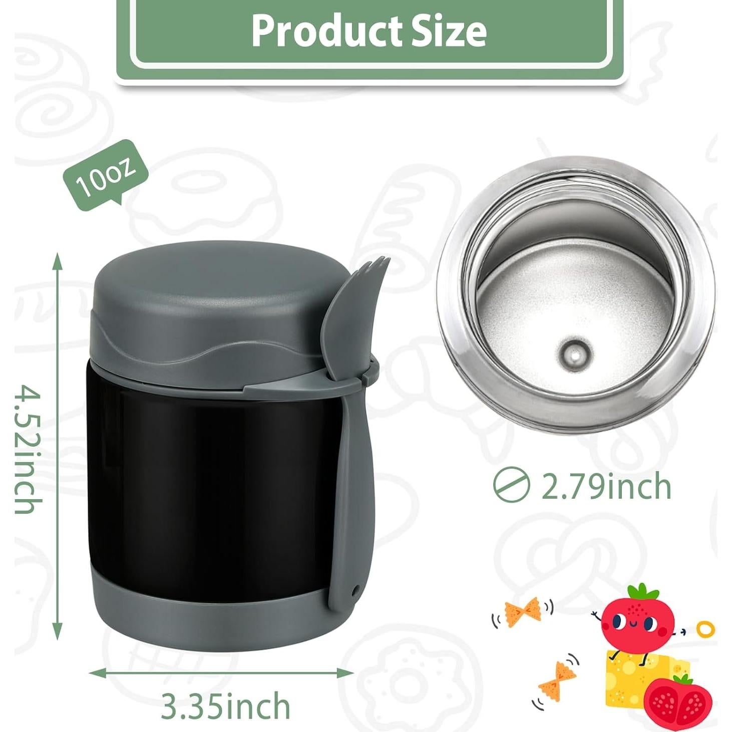 Termo de Sopa Aislado Howeemo 10oz Acero Inoxidable Negro