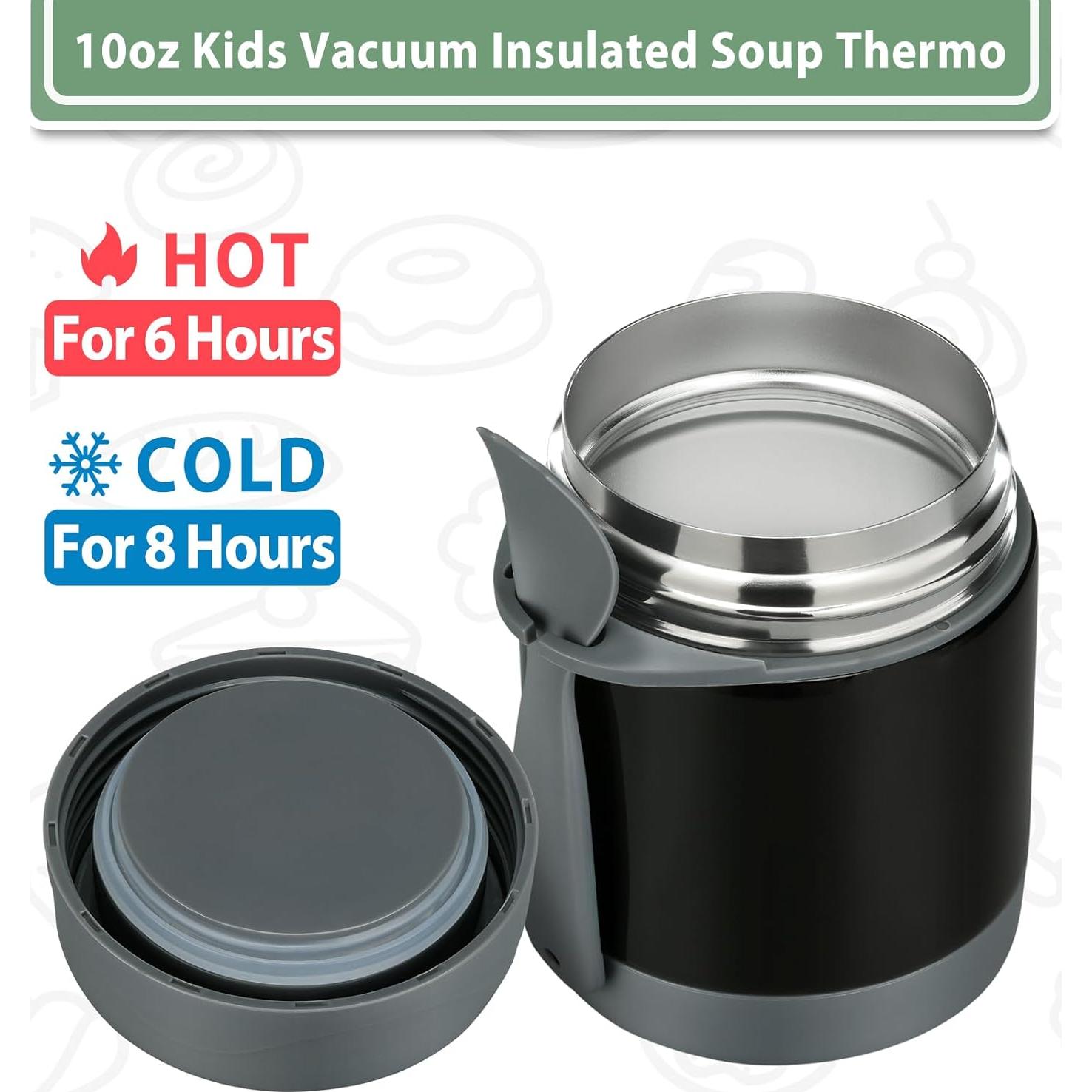 Termo de Sopa Aislado Howeemo 10oz Acero Inoxidable Negro