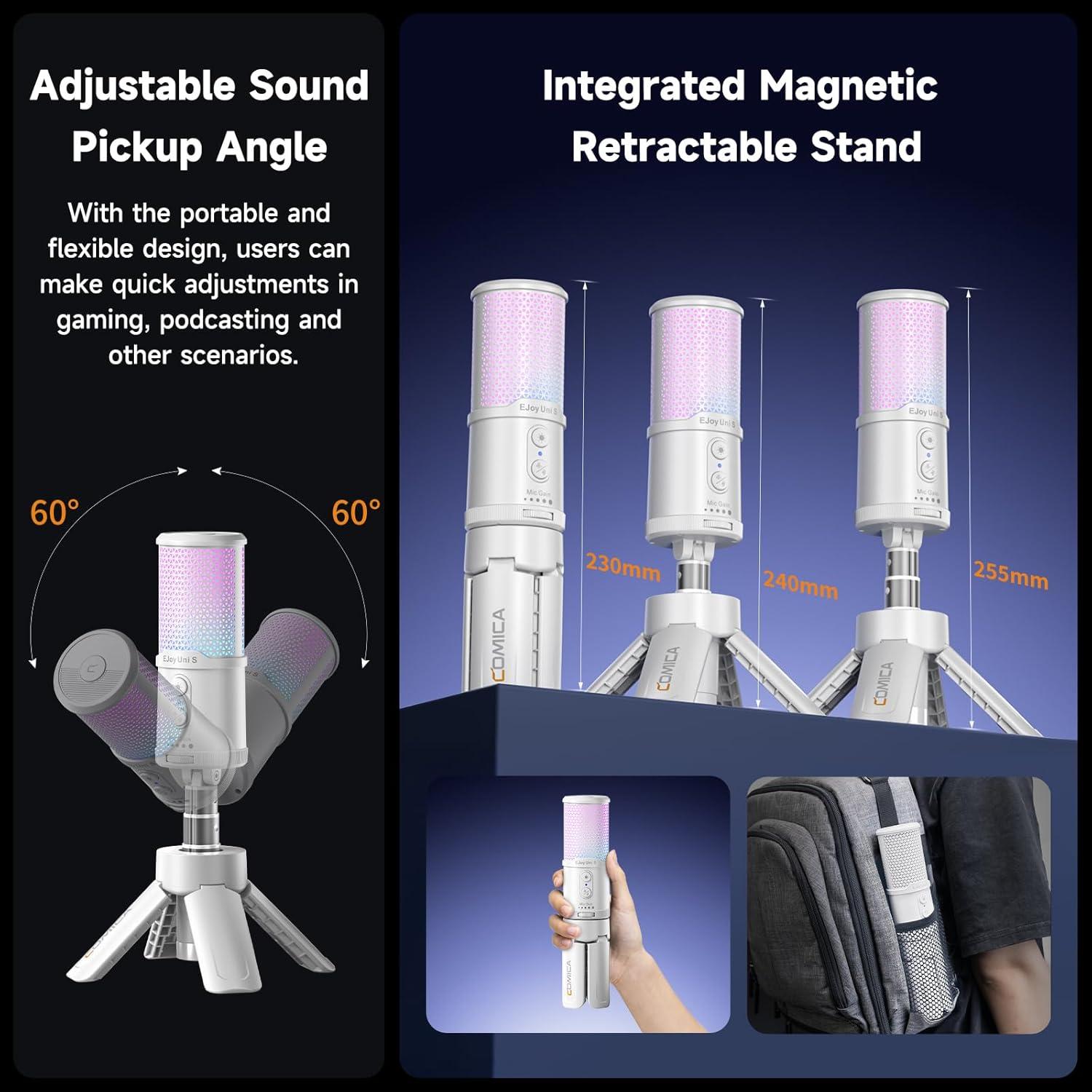 Micrófono USB Comica Uni S Gaming RGB para PC y Streaming
