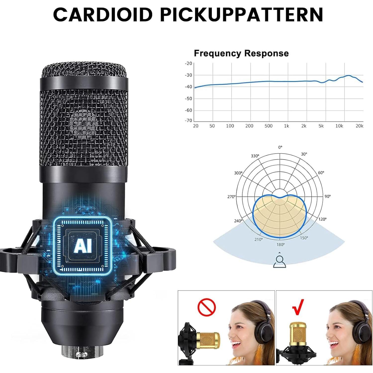 Paquete de Podcast V8K con 2 Micrófonos BM800 y Soportes