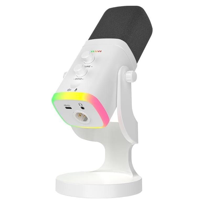 Micrófono Dinámico YU8 Blanco USB/XLR para PC y Consolas