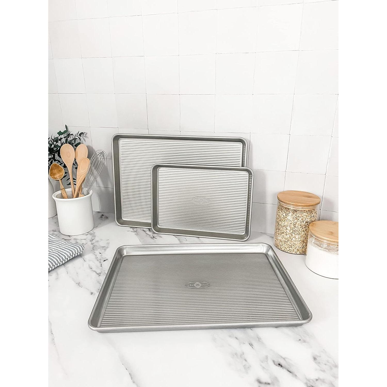 Juego de 2 Bandejas para Hornear USA Pan Acero Aluminizado