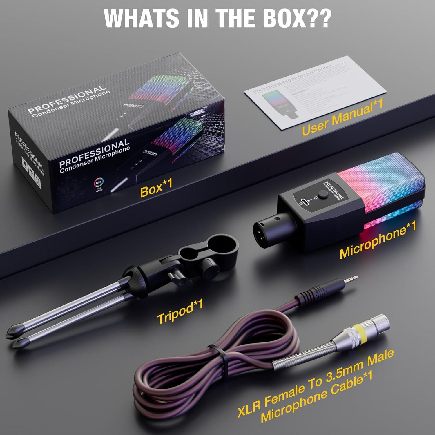 Micrófono de Condensador RGB Mo-gu A50507 para PC y Podcast