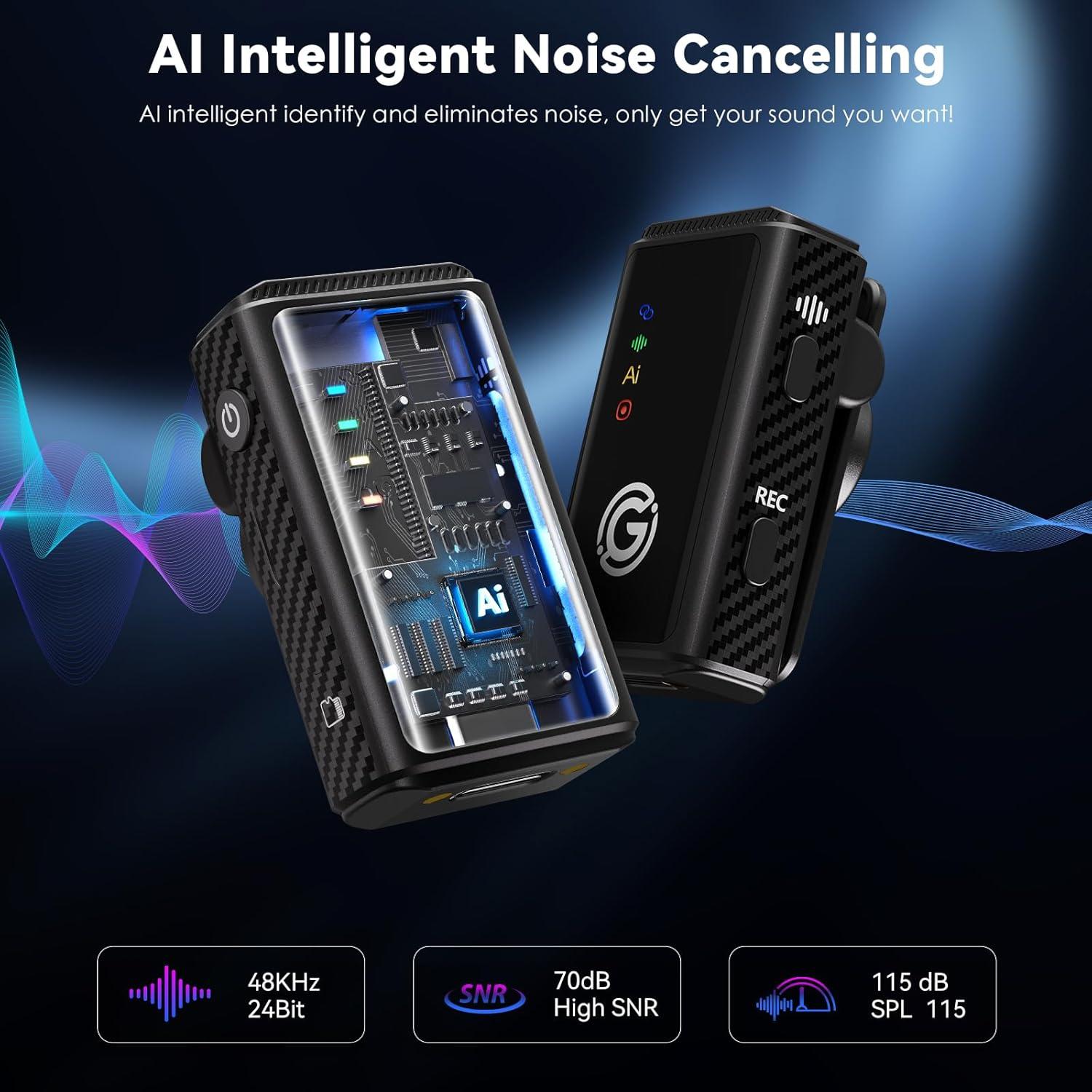 Micrófono Inalámbrico Gamiity M15 con Cancelación de Ruido AI