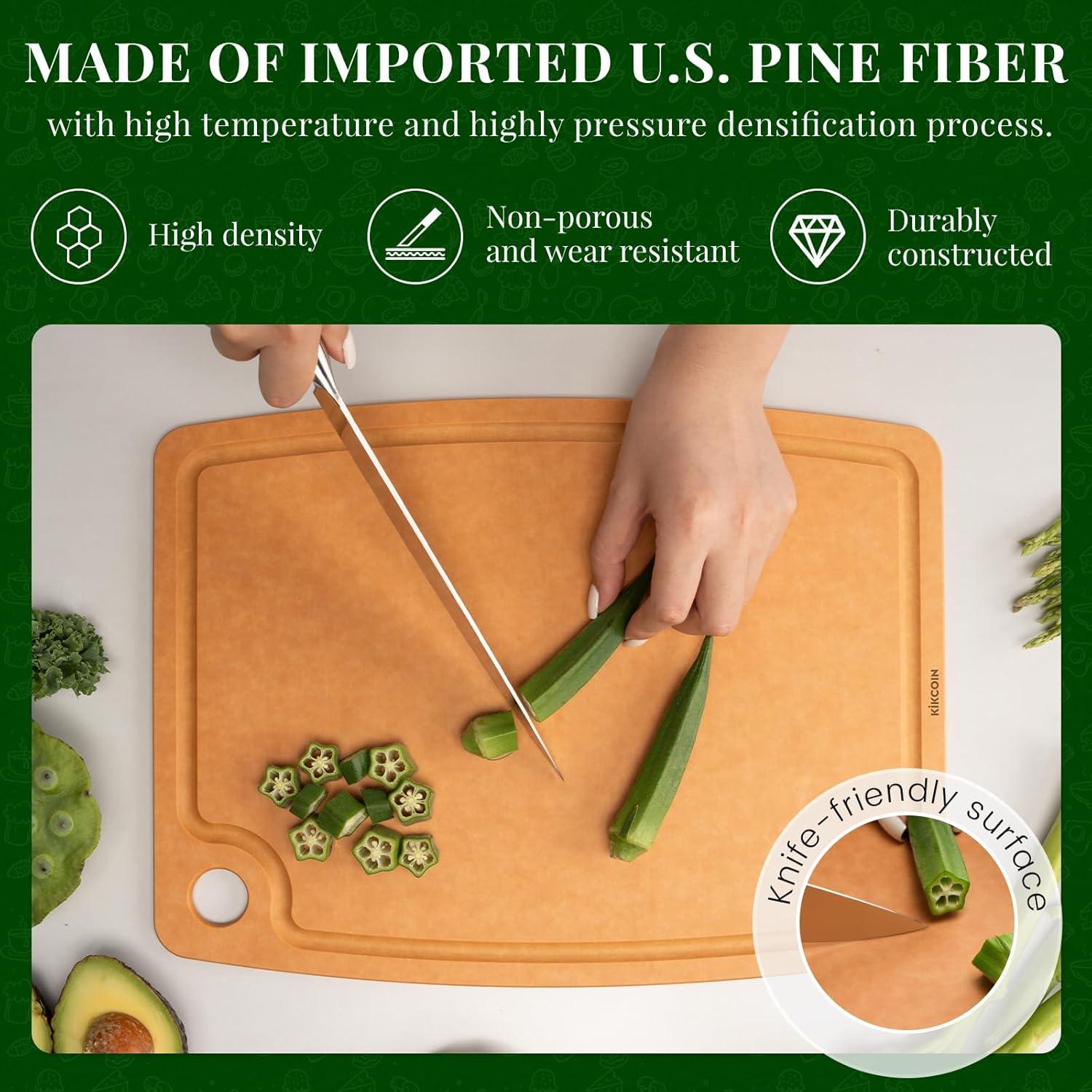 Tabla de Cortar de Madera Kikcoin 37.1x27.4cm Antideslizante
