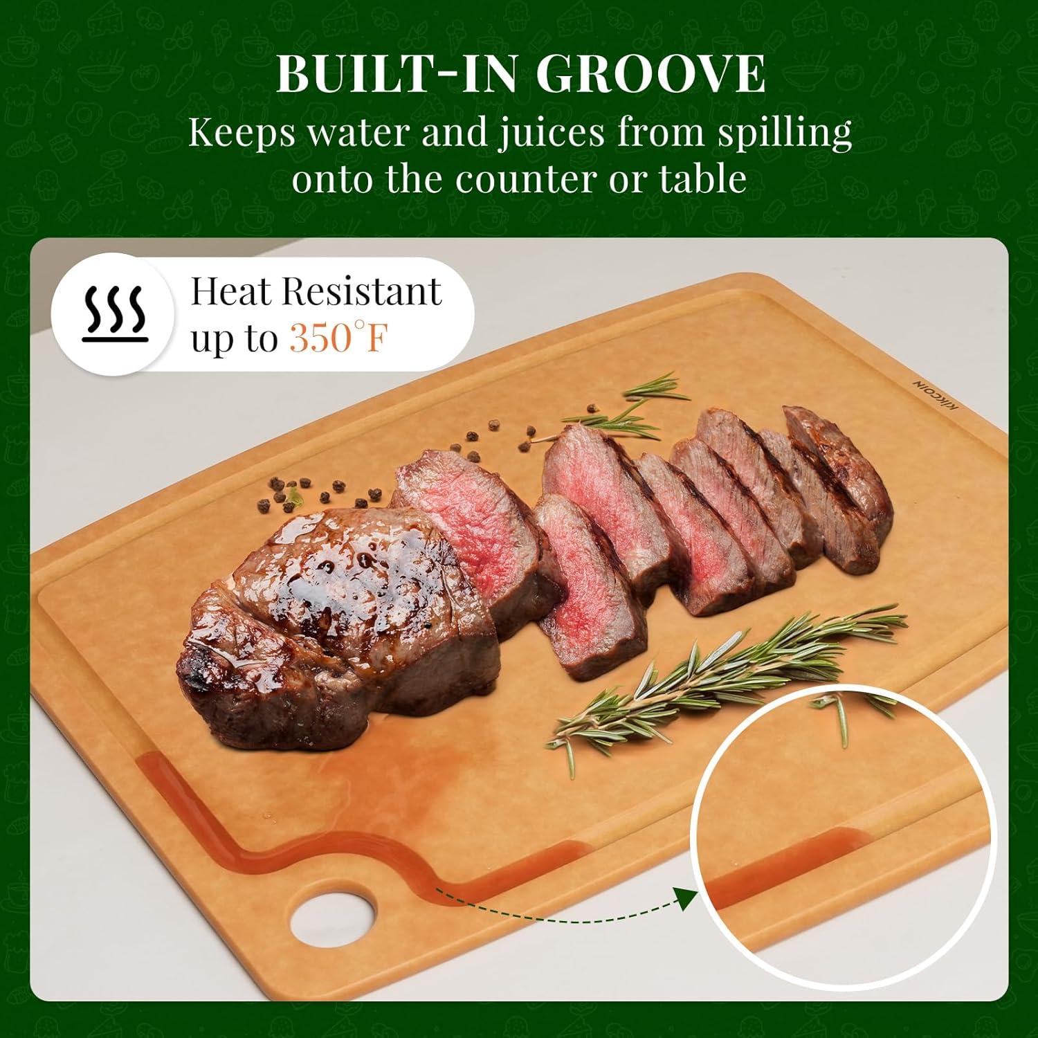 Tabla de Cortar de Madera Kikcoin 37.1x27.4cm Antideslizante