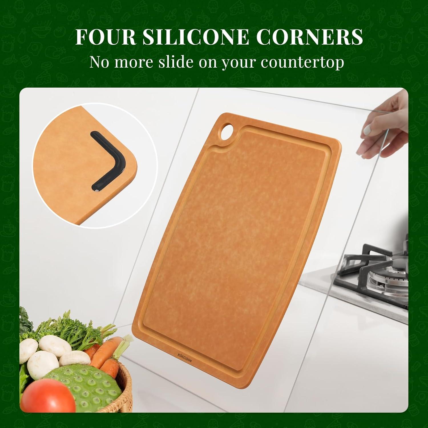 Tabla de Cortar de Madera Kikcoin 37.1x27.4cm Antideslizante
