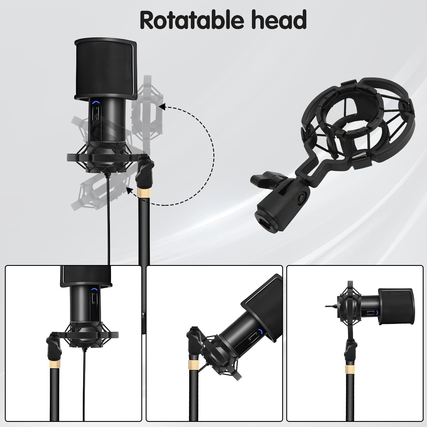 Soporte de micrófono ajustable Tissting con amortiguación 16.5cm