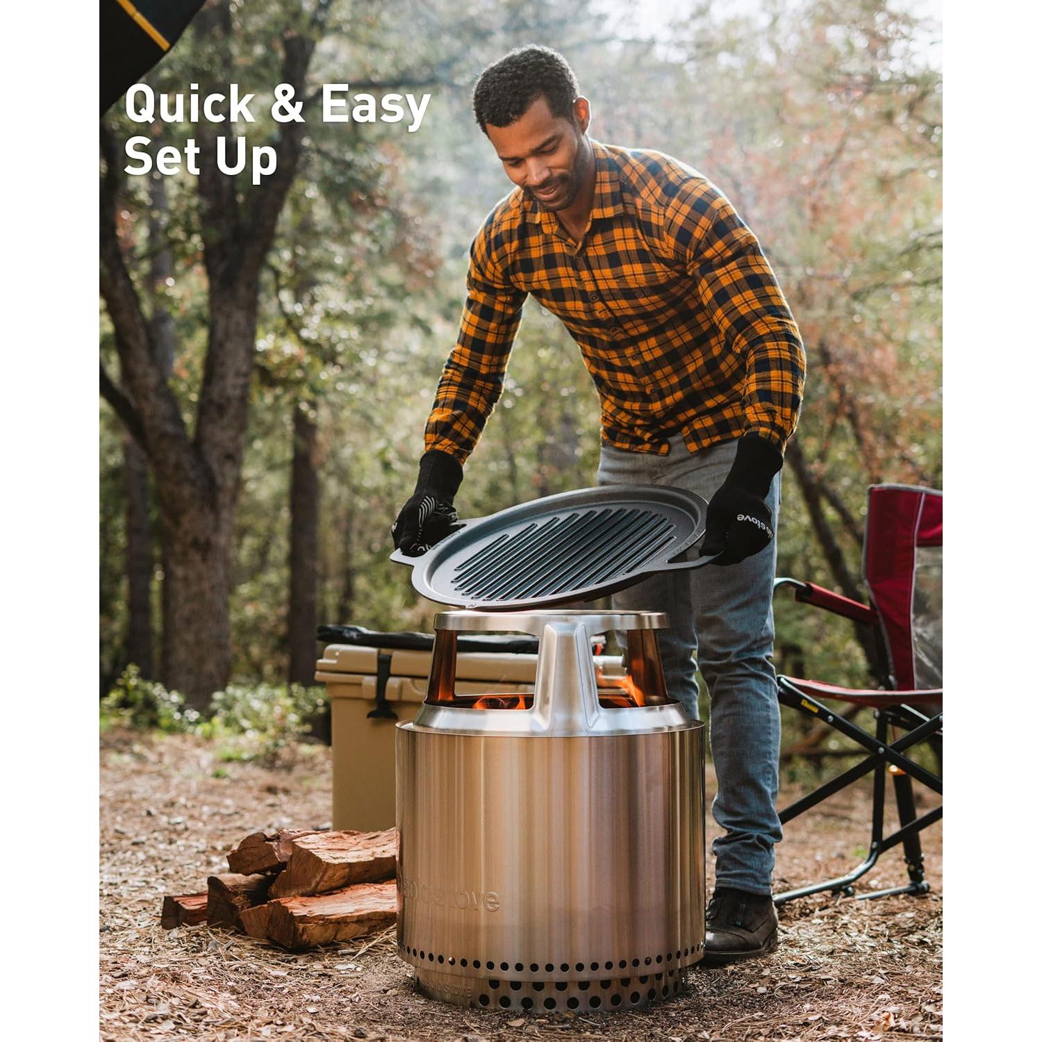 Fogón Bonfire Solo Stove 2.0 con Parrilla Hierro Fundido 44.5cm