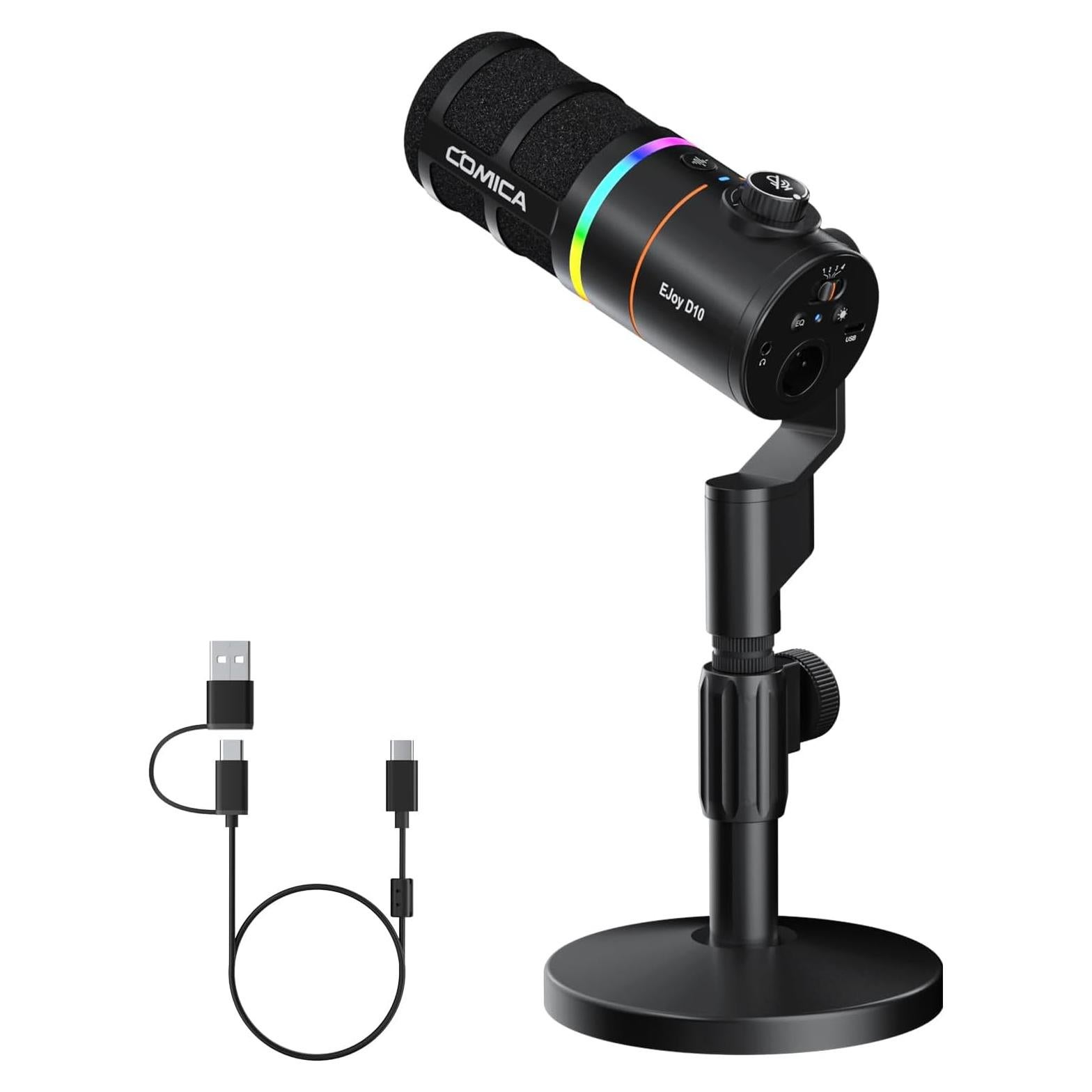 Micrófono Dinámico Comica EJoy D10 XLR/USB-C con RGB