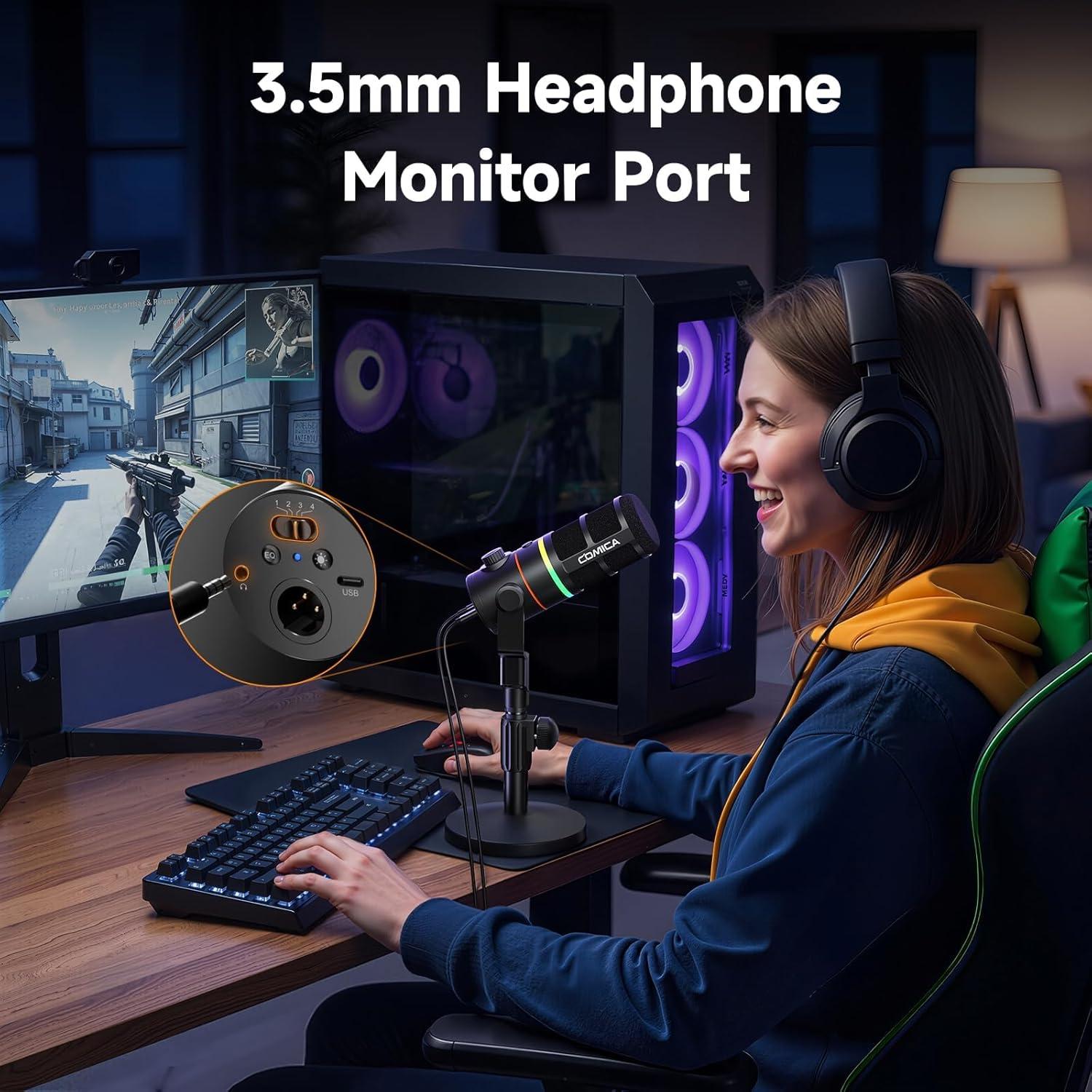 Micrófono Dinámico Comica EJoy D10 XLR/USB-C con RGB