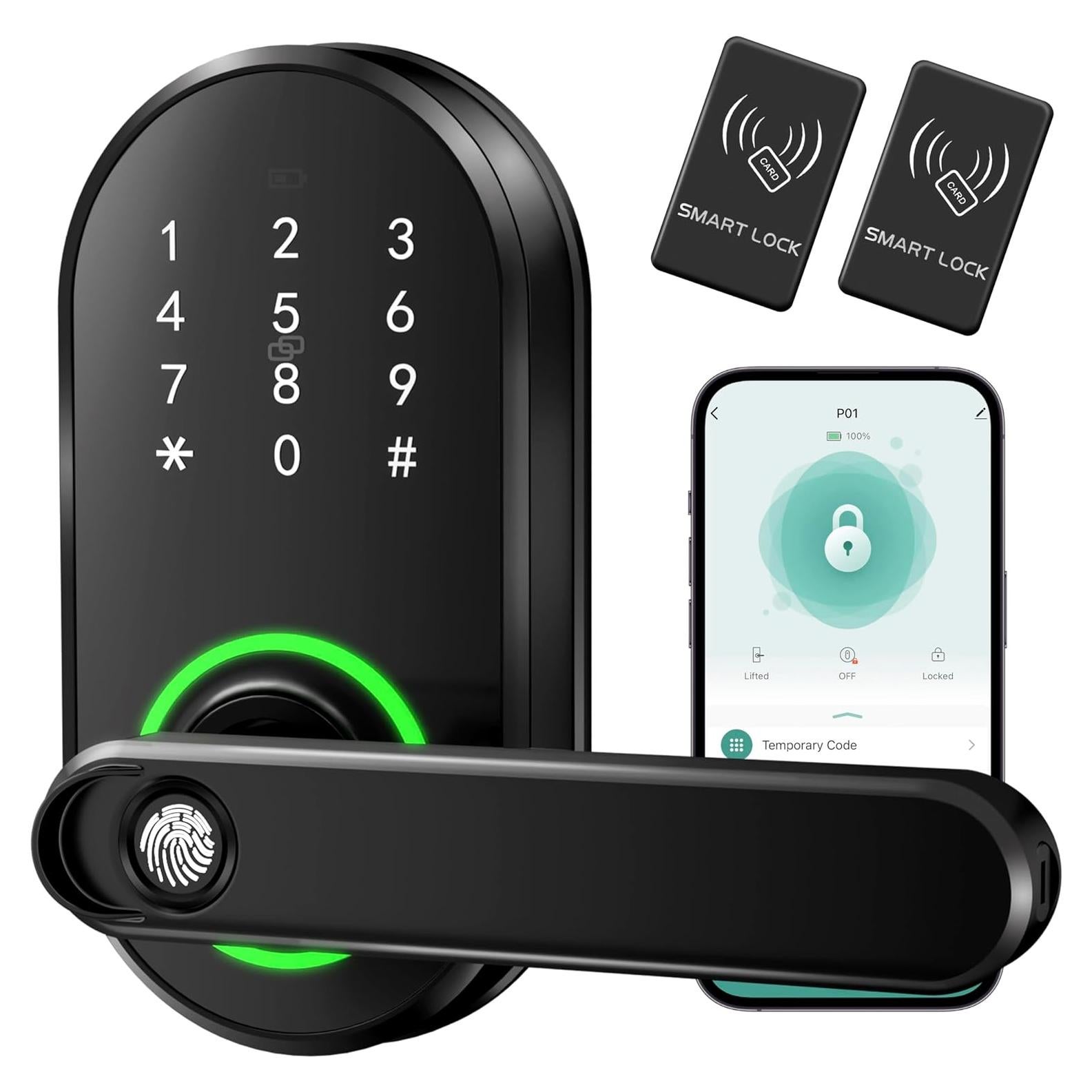 Cerradura Digital Biométrica ibicletas P01-205A Negra