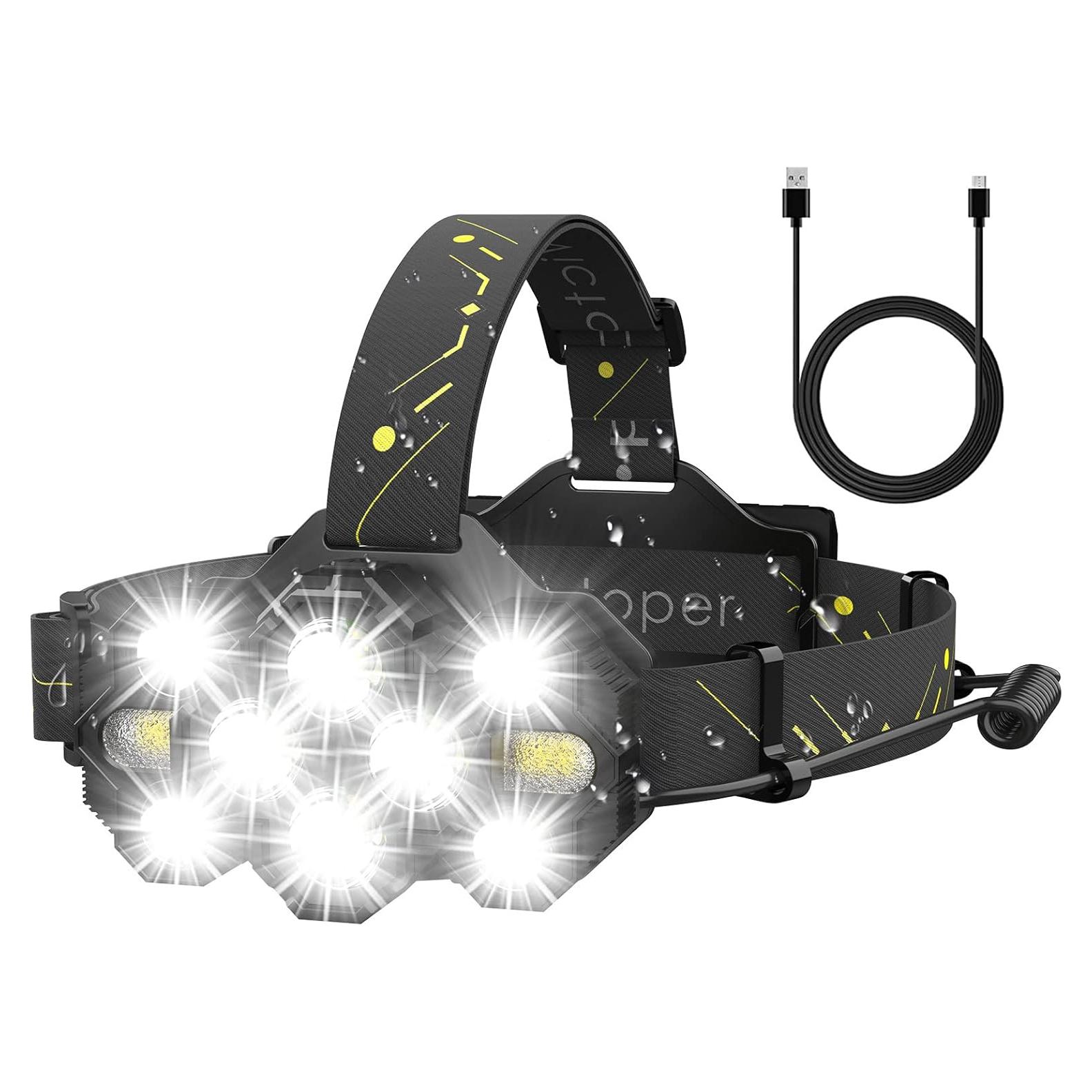 Linterna Frontal Victoper V10000, 22000 Lúmenes, 10 LEDs